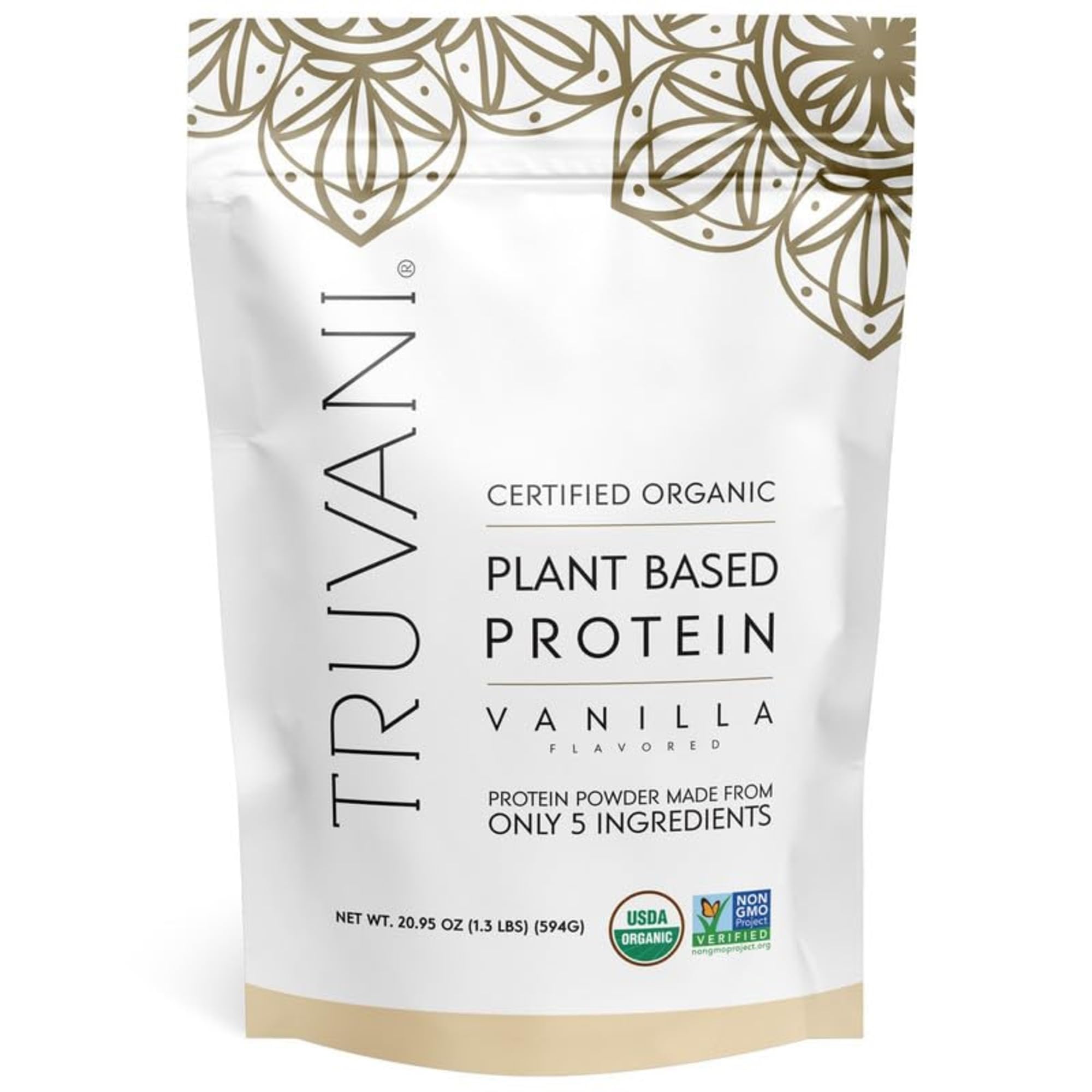 Truvani Vegan Pea Protein Powder | Vanilla | 20g Organic Plant Based Protein Per Serving | 20 Servings | Keto | Gluten & Dairy Free | Low Carb | No Added Sugar