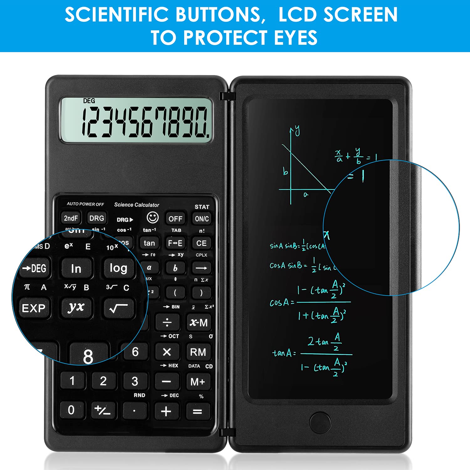 IPepul Scientific Calculators for Students, 10-Digit Large Screen, Math Calculator with Notepad, Classroom Must Haves for Middle High School Supplies & College (Black)