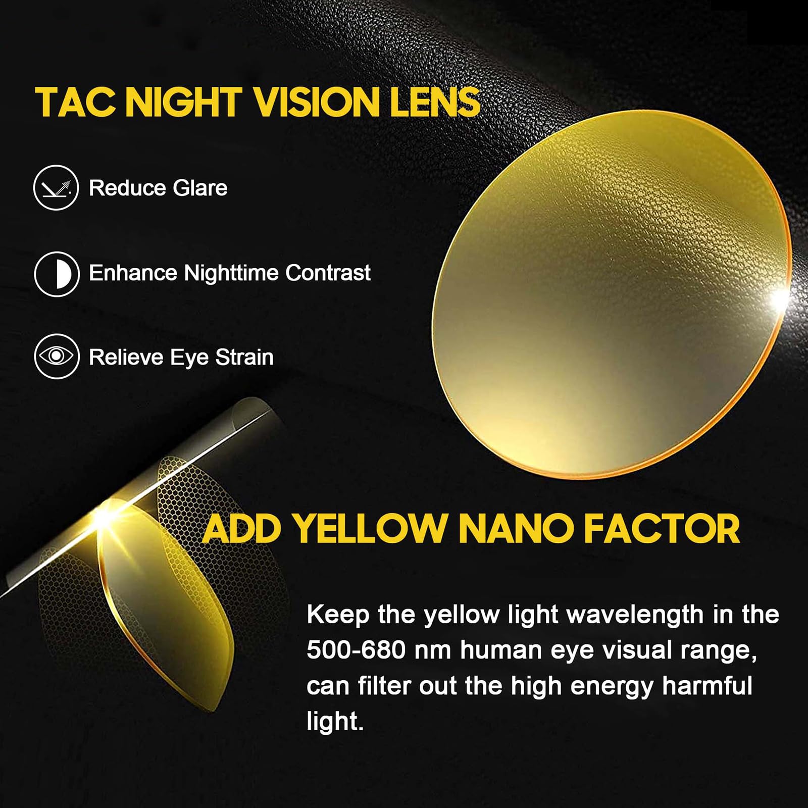 TJUTR Night Vision Driving Glasses Fit Over Glasses for Men Women, Polarized Anti Glare Night Time Yellow Lens