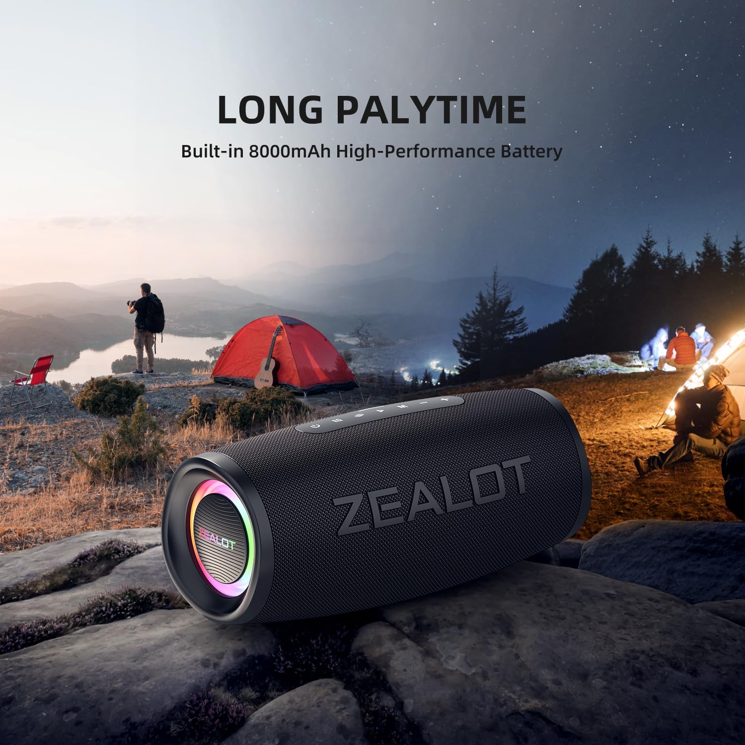 ZEALOT Bluetooth Speaker, Bluetooth Speaker,Portable Speaker with BassUp,IP67 Waterproof Speaker,20H Playtime,Stereo,EQ,Outddor Speaker for Beach,Gifts