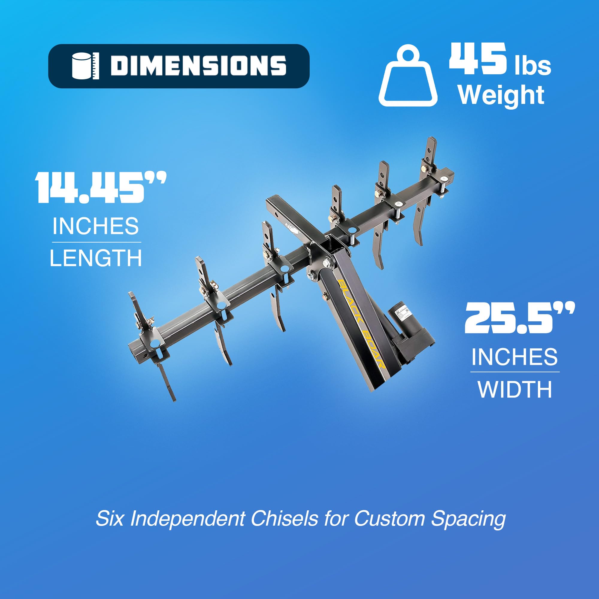 Black Boar ATV/UTV Plow Implement, Breaks Up Hard Ground w/6 Independently Adjustable Chisels, Use to Cultivate, Establish Food Plot, Maintain Land (66003)