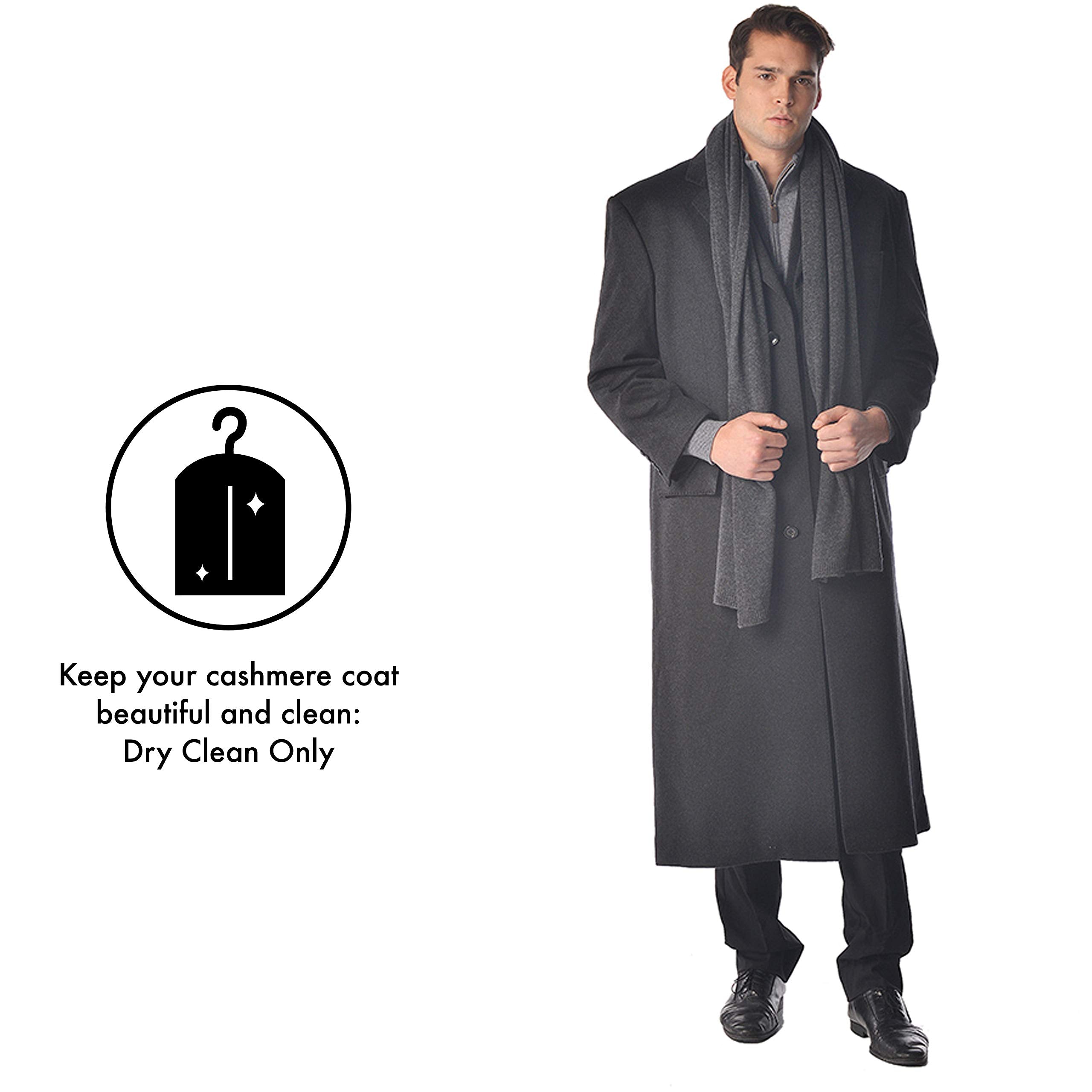 Cashmere Boutique 100% Pure Cashmere Full Length Top Coat Men– Lightweight, Soft & Warm Over Coat Men