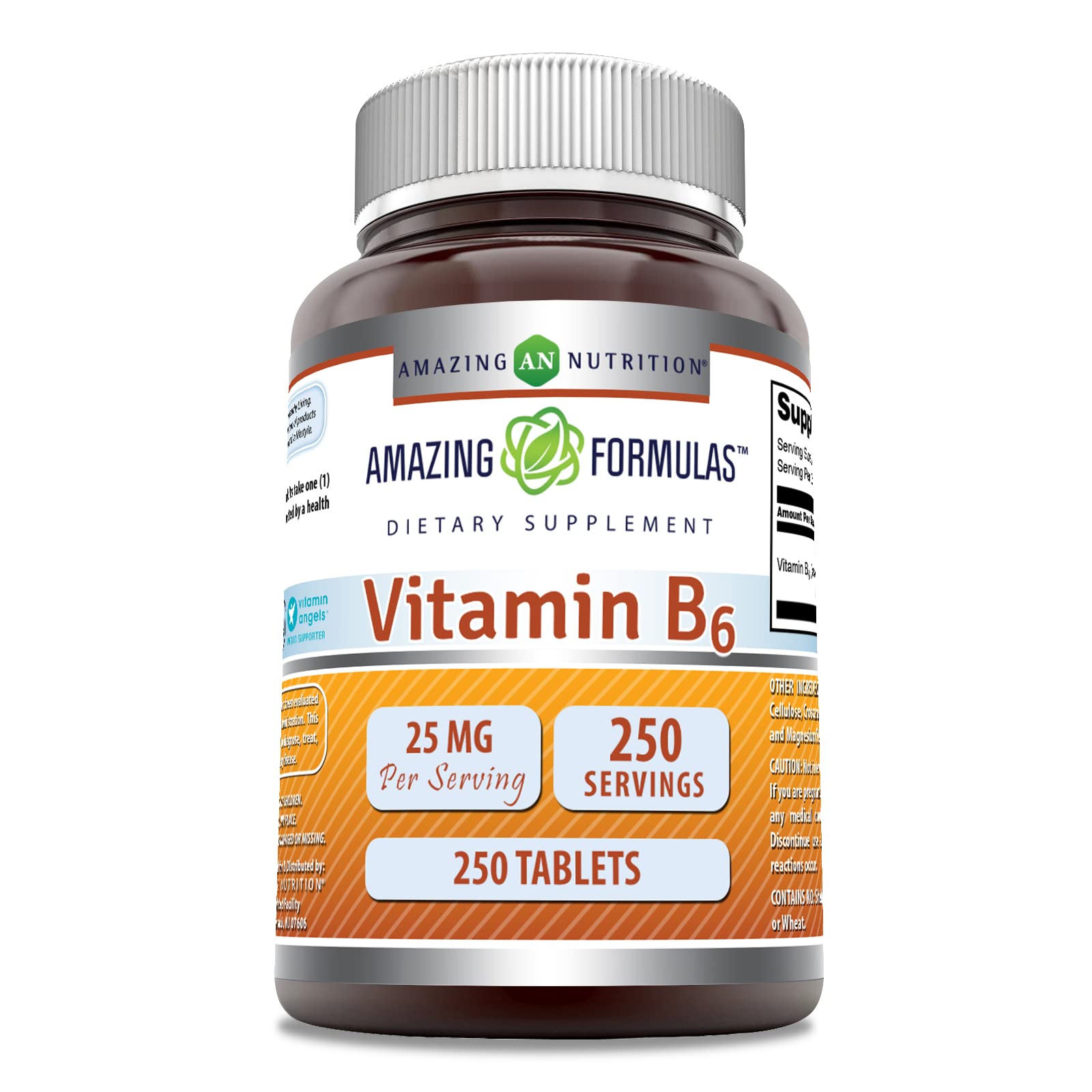 Amazing Formulas Vitamin B6 Pyridoxine 25mg 250 Tablets Supplement | Non GMO | Gluten Free | Made in USA