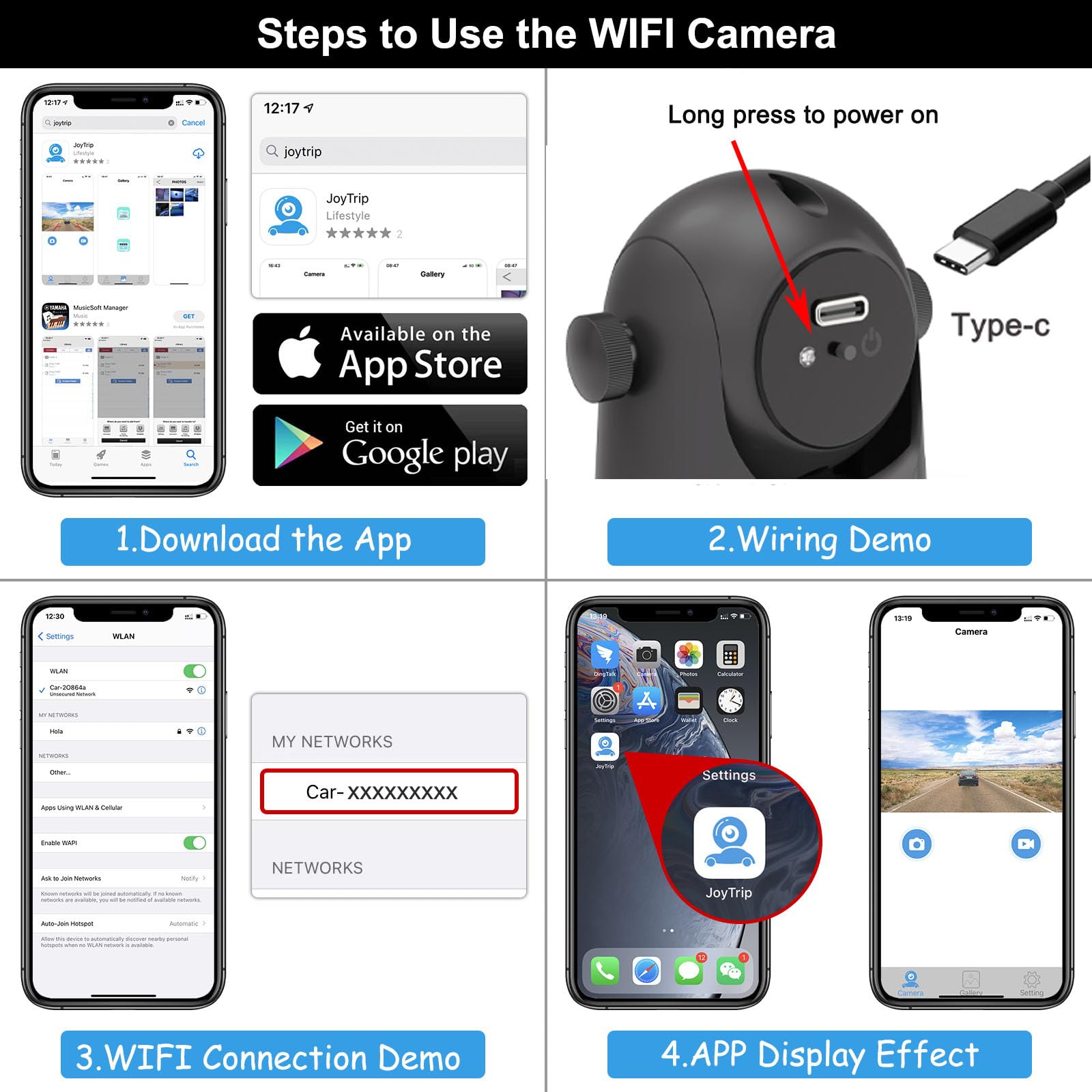 YEOIZO WiFi Magnetic Hitch Wireless Backup Camera, Back Up Front/Rear View Reverse Camera Night Vision Rechargeable Battery, Easy for Hitching Horse Gooseneck Boat Travel Trailer RV for iPhone Android