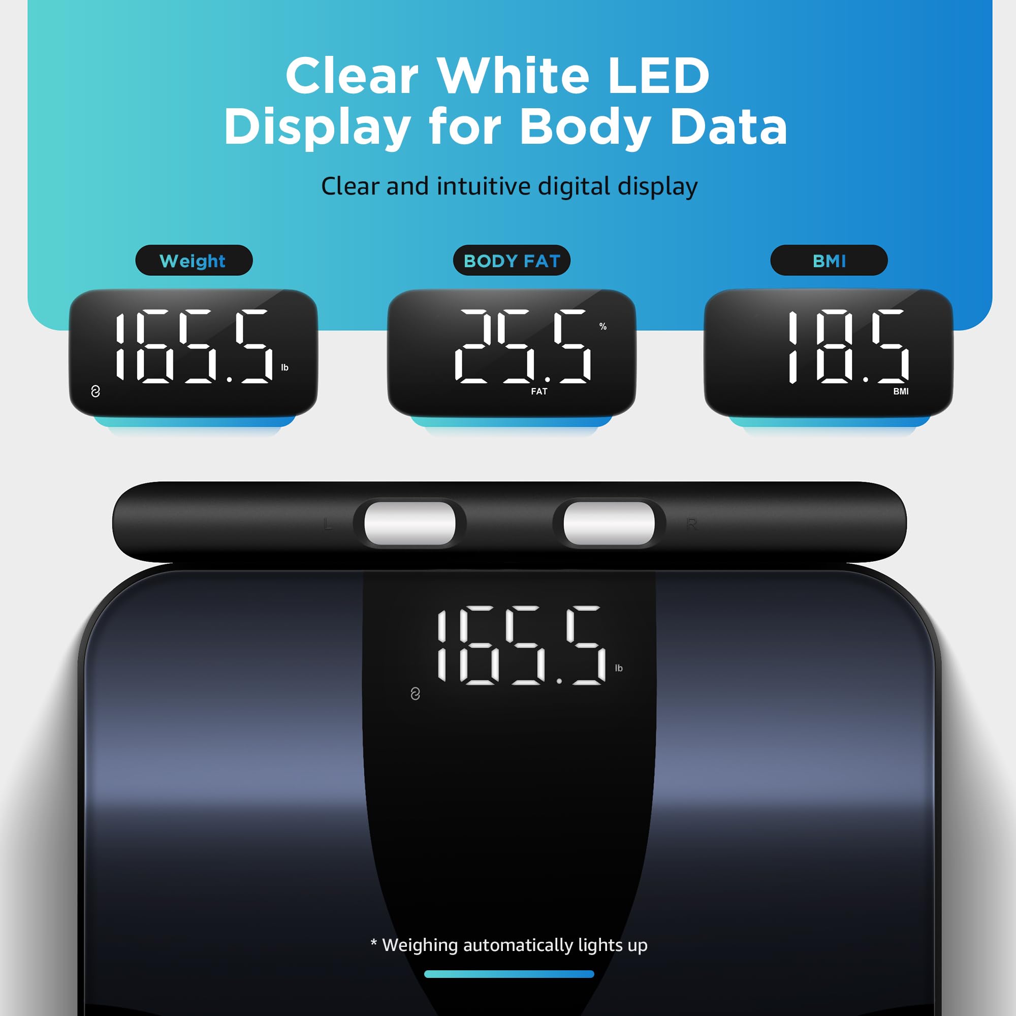 Posture Scale for Body Weight and Fat Percentage, 8 Electrodes Larger Platform Digital Scale for BMI 28 Body Composition Measurement, Bathroom Smart Scales with LED Display FSA or HSA Eligible