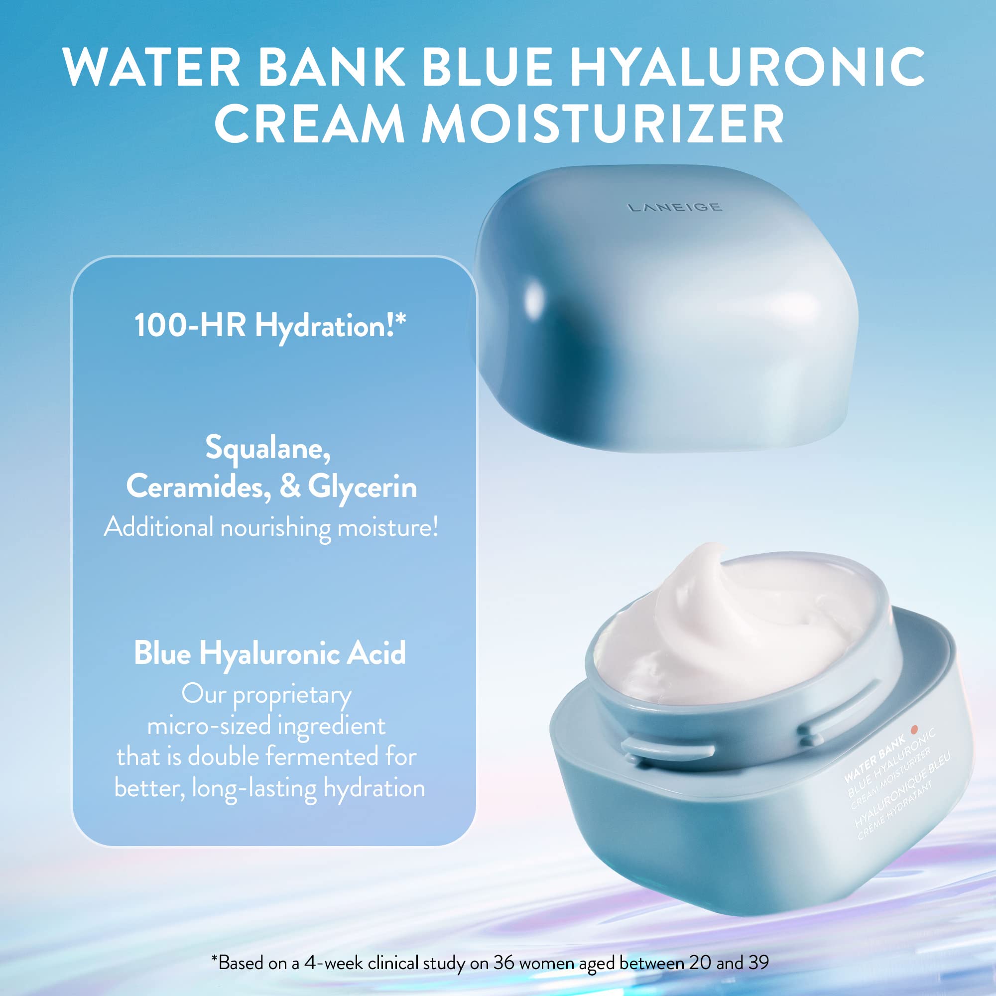 LANEIGE Heavenly Hydration Set: Cream Skin, Water Bank Cream, Lip Sleeping Mask, Water Sleeping Mask, Travel Size, Full Size, Hydrate, Barrier-Boosting