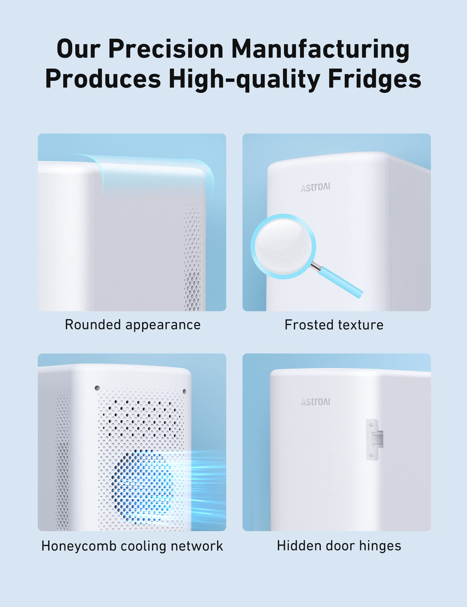 AstroAI Mini Fridge 2.0 Gen, 6 Liter/8 Cans Makeup Skincare Fridge 110V AC/ 12V DC Portable Thermoelectric Cooler and Warmer Little Fridge for Bedroom, Beverage, Cosmetics (Snow White)