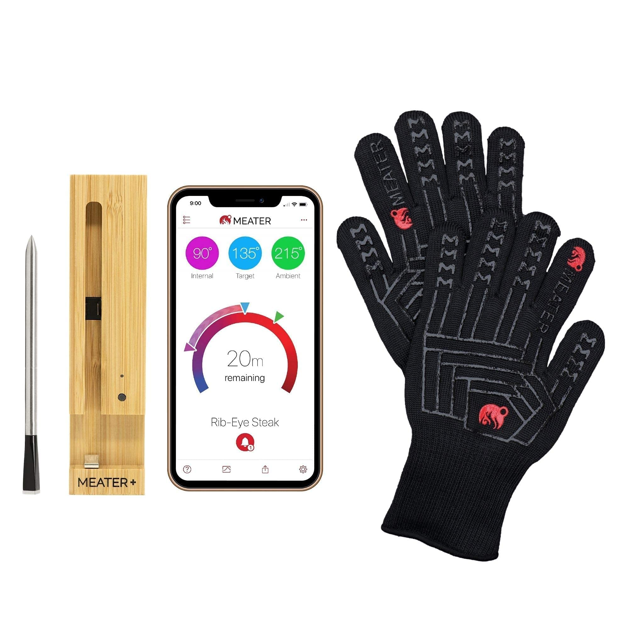 MEATER Grillmaster Bundle | Premium Smart Meat Thermometer with BBQ/Oven Gloves | Wireless Bluetooth Range | for Oven, Grill, Kitchen, BBQ, Smoker, Rotisserie