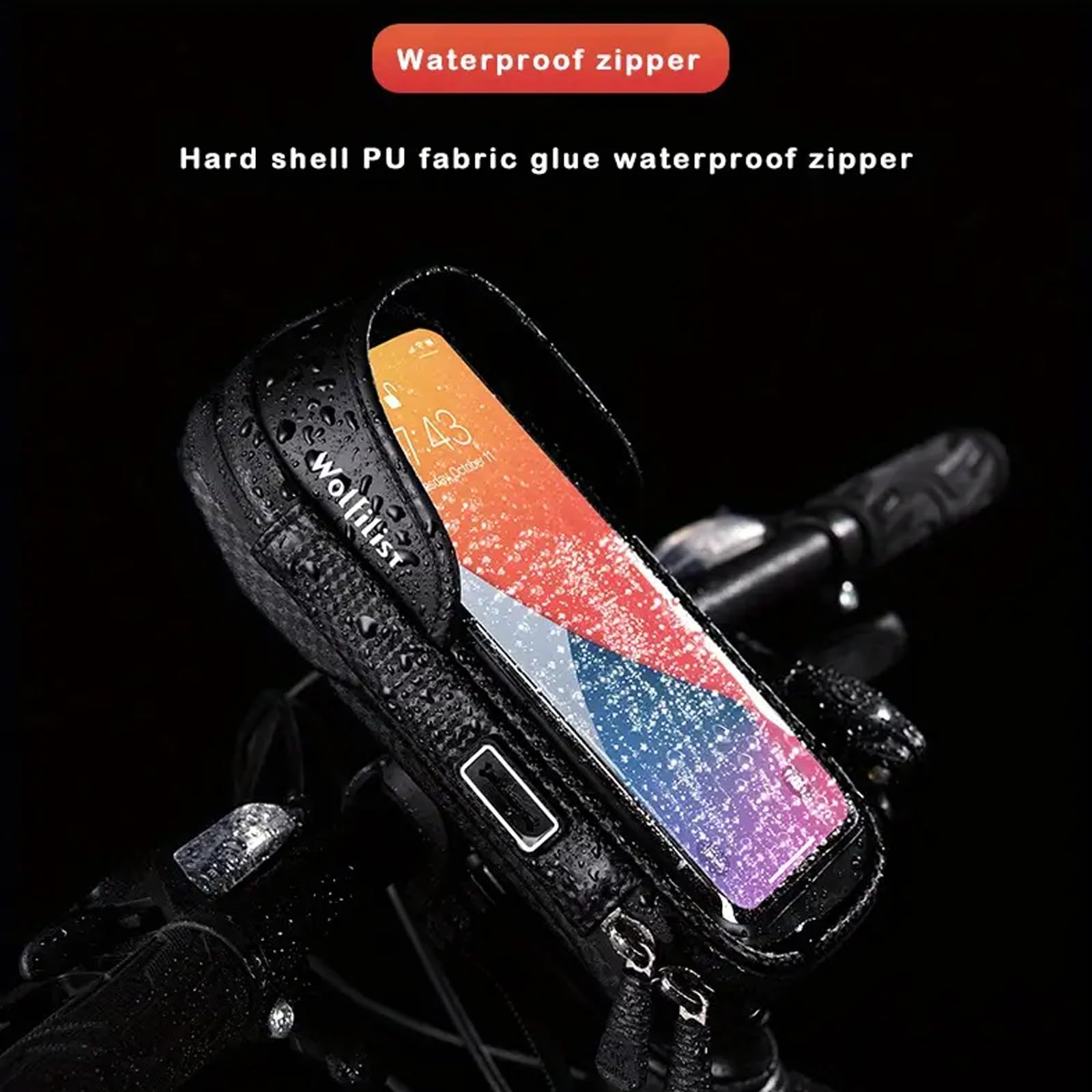 WOLFILIST Bike Phone Holder EVA Waterproof Bike Front Frame Bag Top Tube Bike Bag Bicycle Phone Mount Cycling Pouch with Rain Cover Bike Accessories Gifts for Cyclists Men