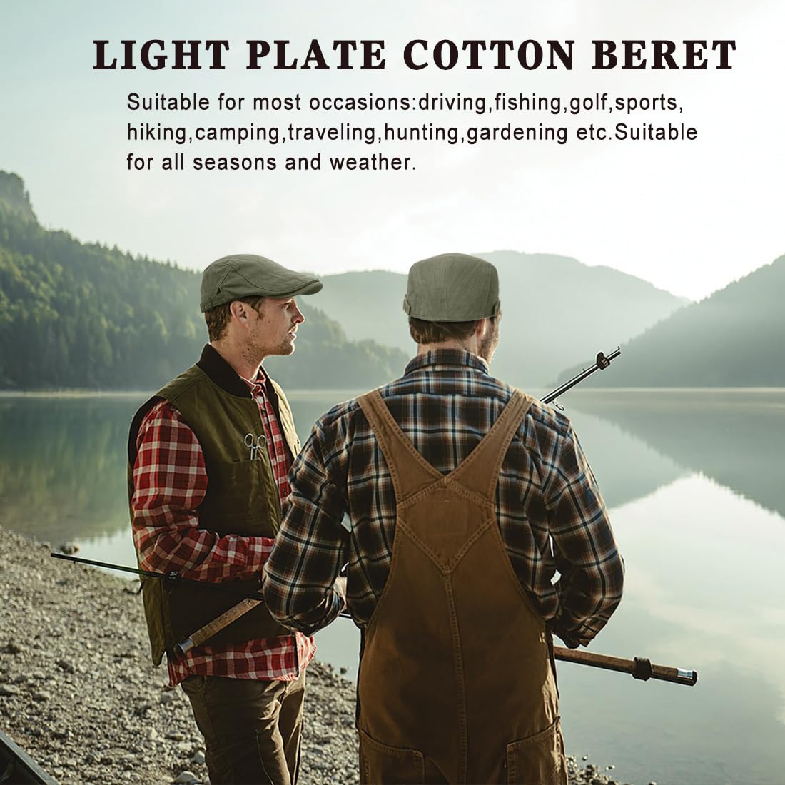 Xinveen Newsboy Hats for Men Flat Cap Cotton Adjustable Breathable Irish Cabbie Ivy Driving Hunting Hat Olive Green