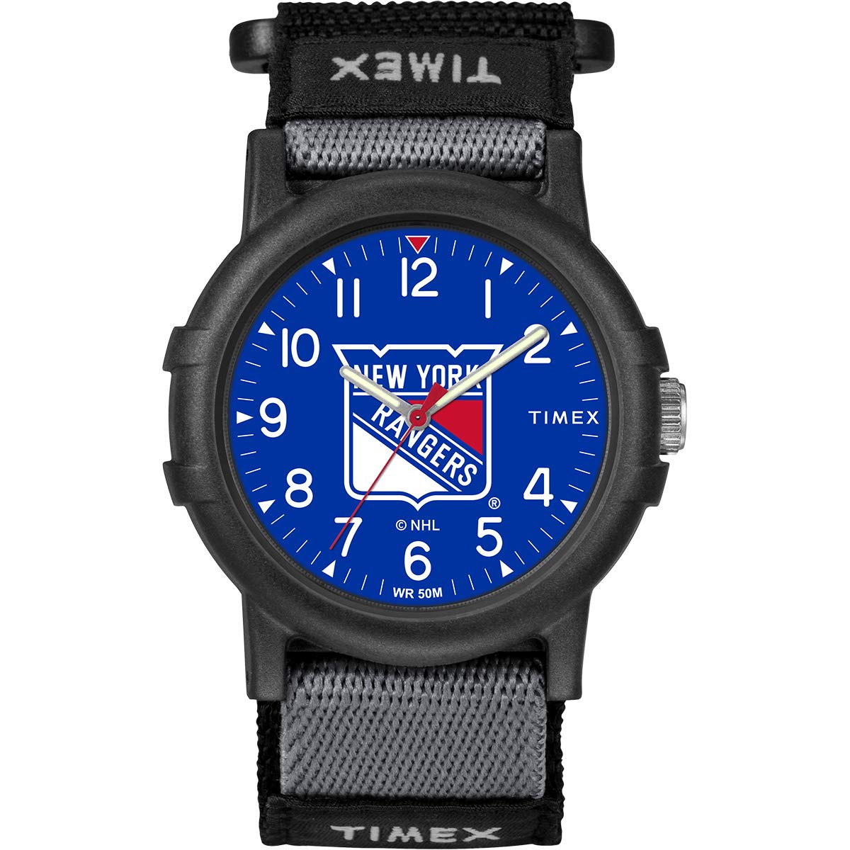 Timex NHL Recruit 38mm Watch – New York Rangers with Black Fabric Strap