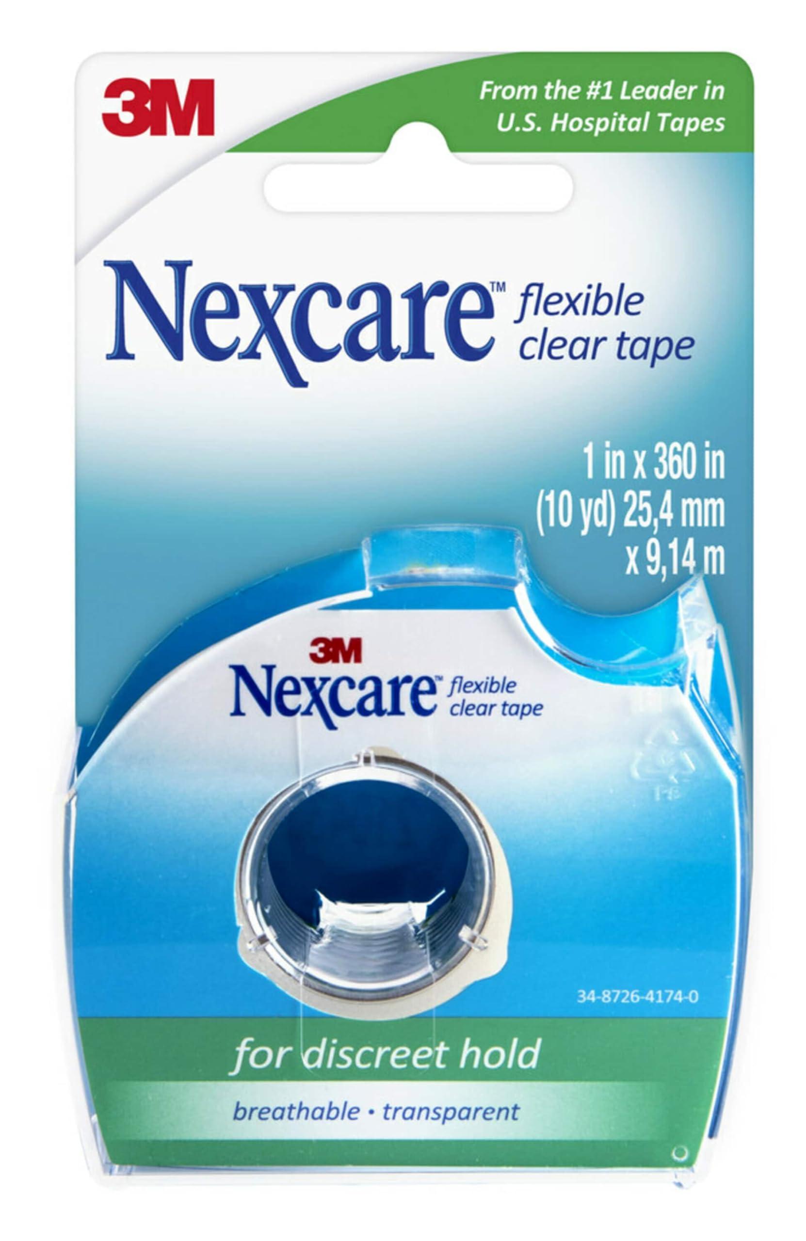 Nexcare Flexible Clear Tape, Waterproof Transparent Medical Tape, Secures Dressings and Catheter Tubing - 1 In x 10 Yds, 1 Roll of Tape