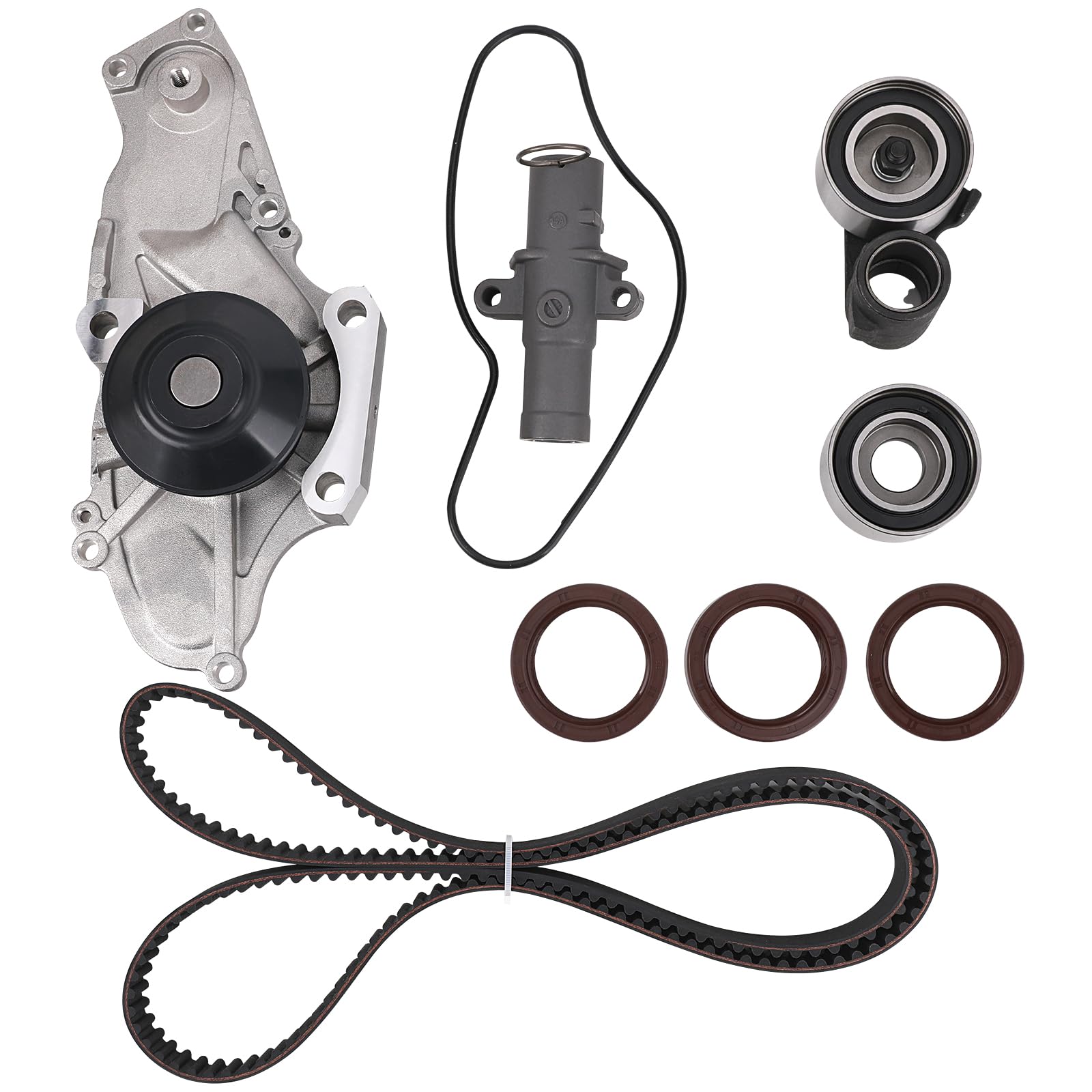 Timing Belt Kit with Water Pump for 3.0L 3.5L 3.7L 2003-2017 Honda Accord, Pilot, Odyssey, Ridgeline, Acura MDX, RDX, RL TL, TSX, ZDX - Replace # TCKWP329 TKH-002 - Timing Belt Water Pump Kit