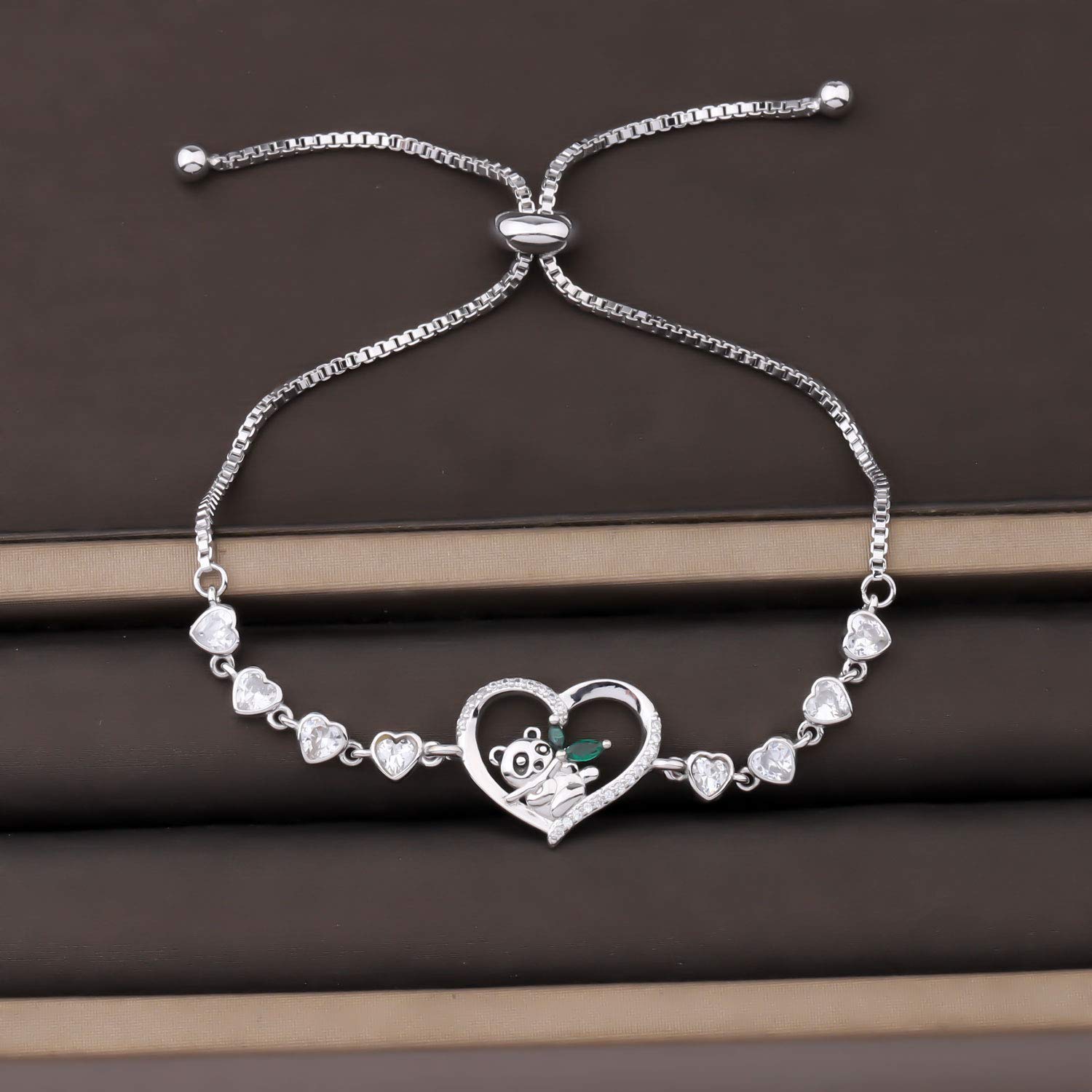 TGBJE Adjustable Panda Bracelet Panda Jewelry Animal Panda Lover Gift Heart Panda Charm Bracelet For Woman (panda BR)