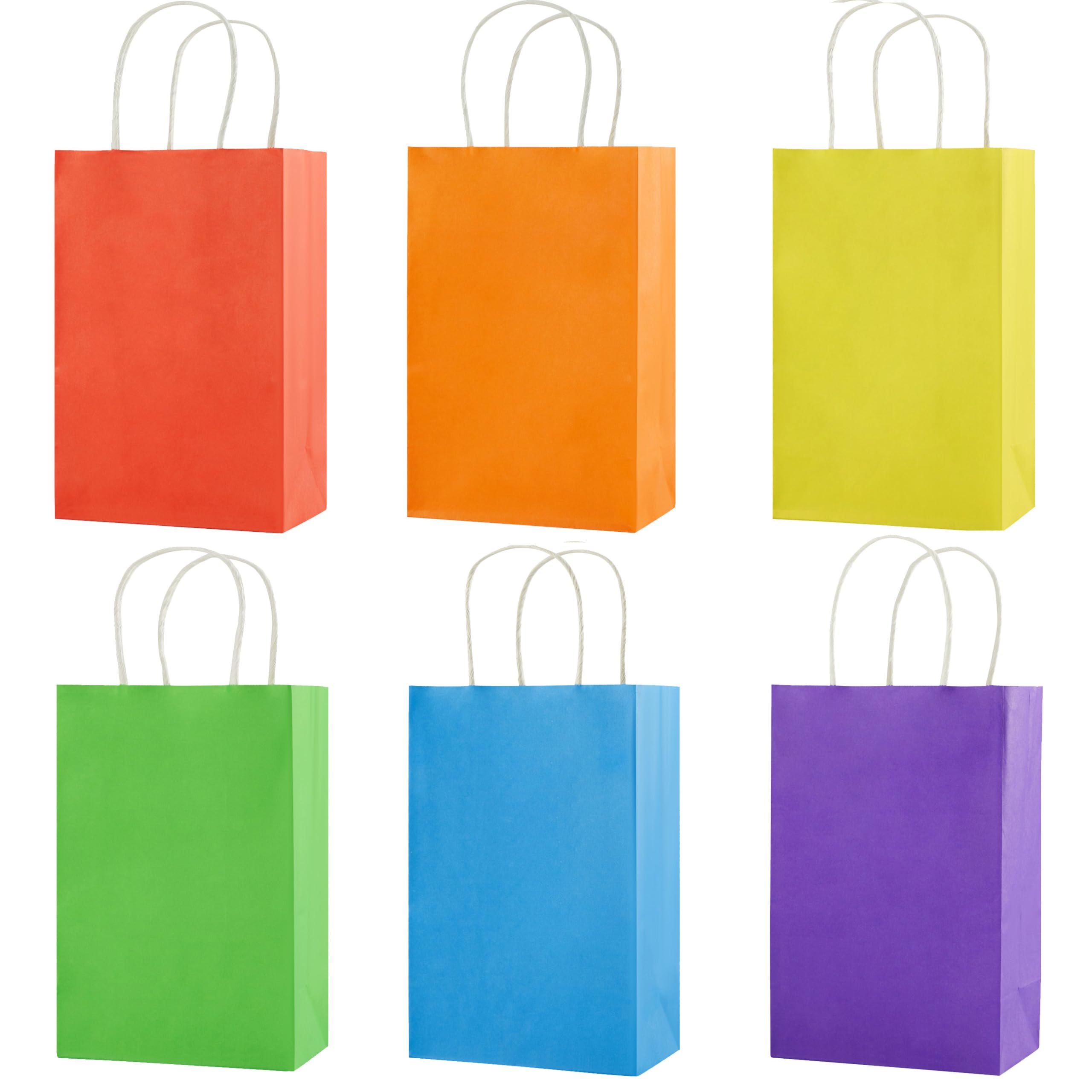 SUNCOLOR 24 Pieces 8" Rainbow Goodie Bags Small Gift Bags with Handle for Party Favor Bags (Rainbow)