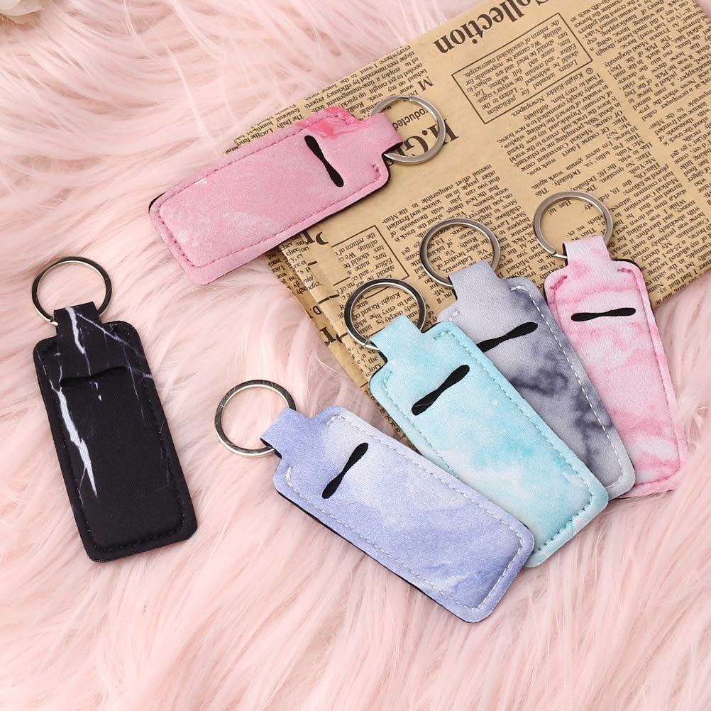 Pengxiaomei 5 Pcs Chapsticks Holder Keychain Stocking Stuffers for Women Lip Balm Holder Chapsticks Keychain Holder for Lipstick