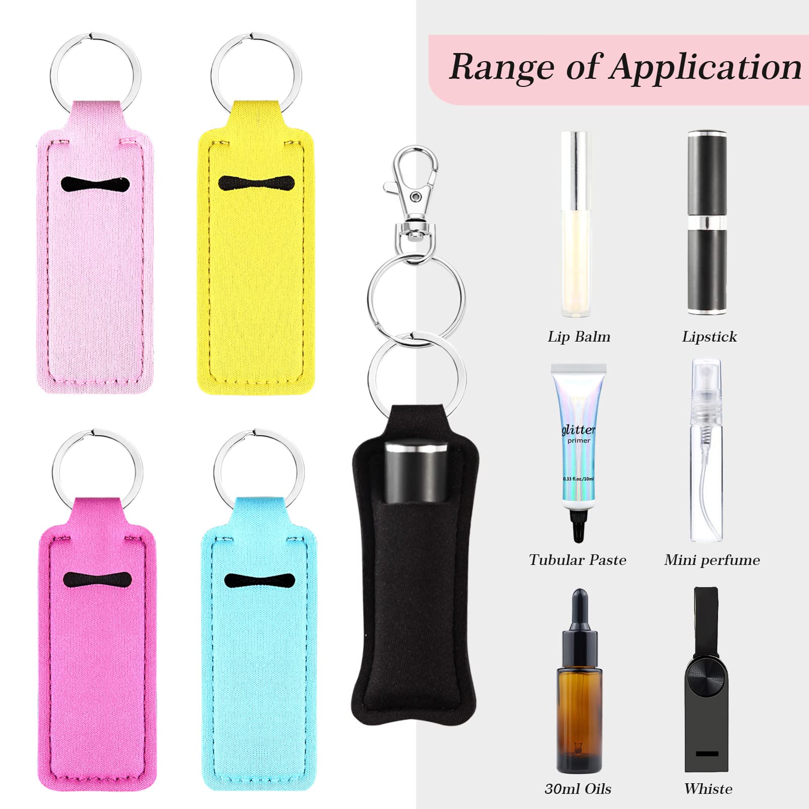 Chapstick Holder Lip Balm Sleeves Pouch Portable Lipstick Holder Bags Lip Gloss Holder Chapstick Holder With Clip for Women (Pink Black etc)