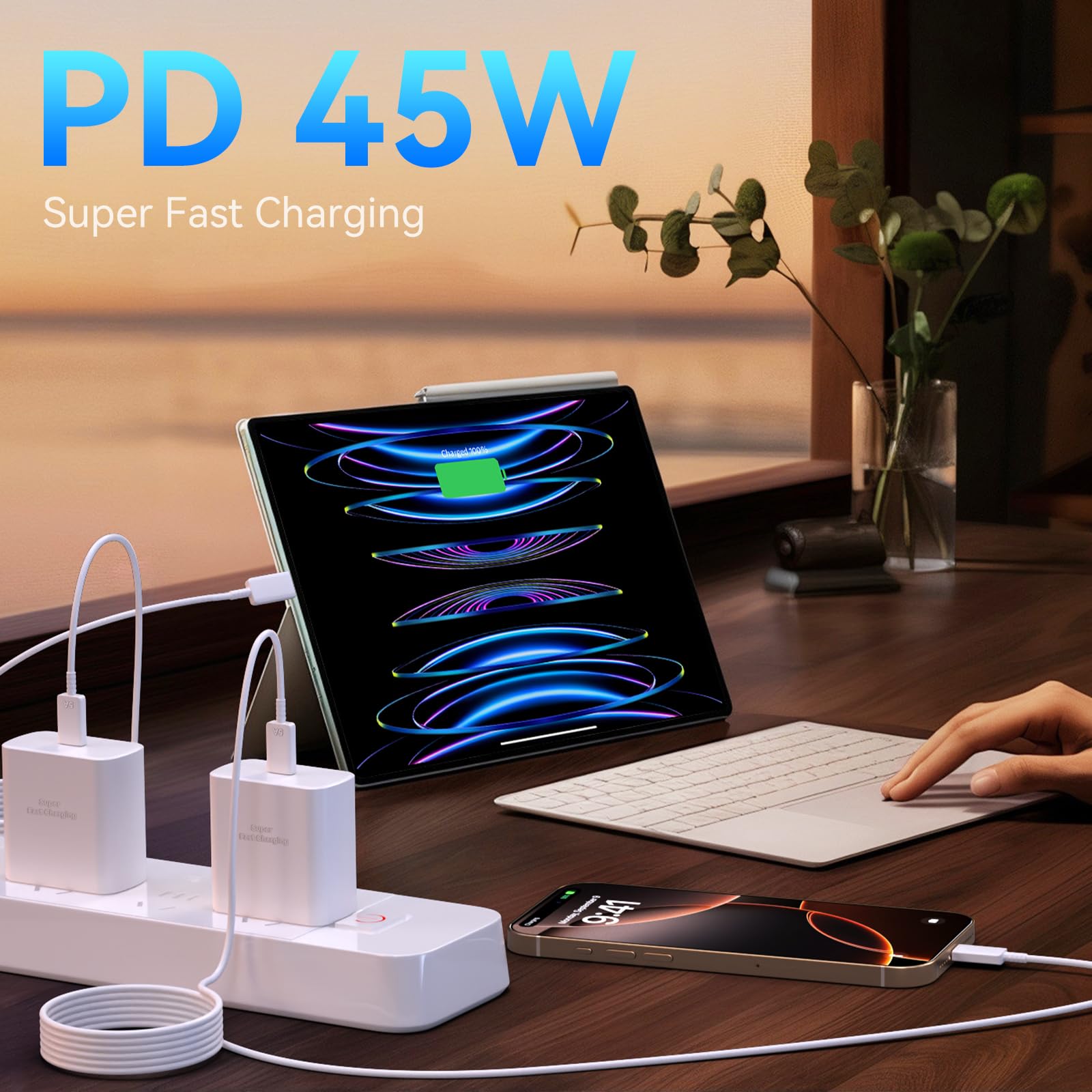 iPhone 16 Pro Max Charger Fast Charging, 45W Super Fast USB C iPhone 16 Charger Block with 10FT Long Charging Cord Cable for iPhone 16 Pro Max/16 Pro/16/16 Plus, 15 Pro Max/15 Pro/15, Android Phone