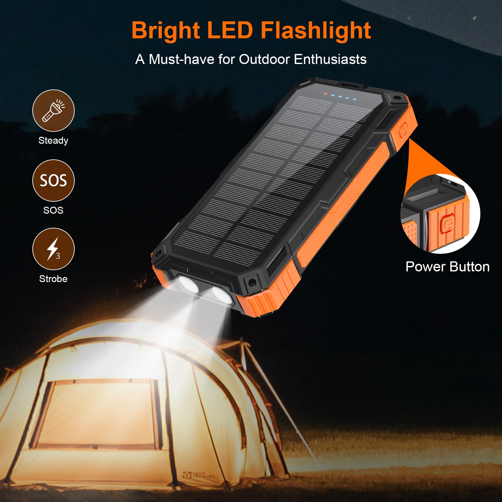 Saraupup 𝟮𝟬𝟮𝟰 𝙐𝙥𝙜𝙧𝙖𝙙𝙚 Solar-Charger-Power-Bank-49800mAh Wireless Portable Phone Charger, 𝗣𝗗𝟭𝟴𝗪 𝐐𝐂𝟑.𝟎 Fast Charging Built in 4 Cables with USB C 6 Outputs & 2 Inputs for Cell Phone