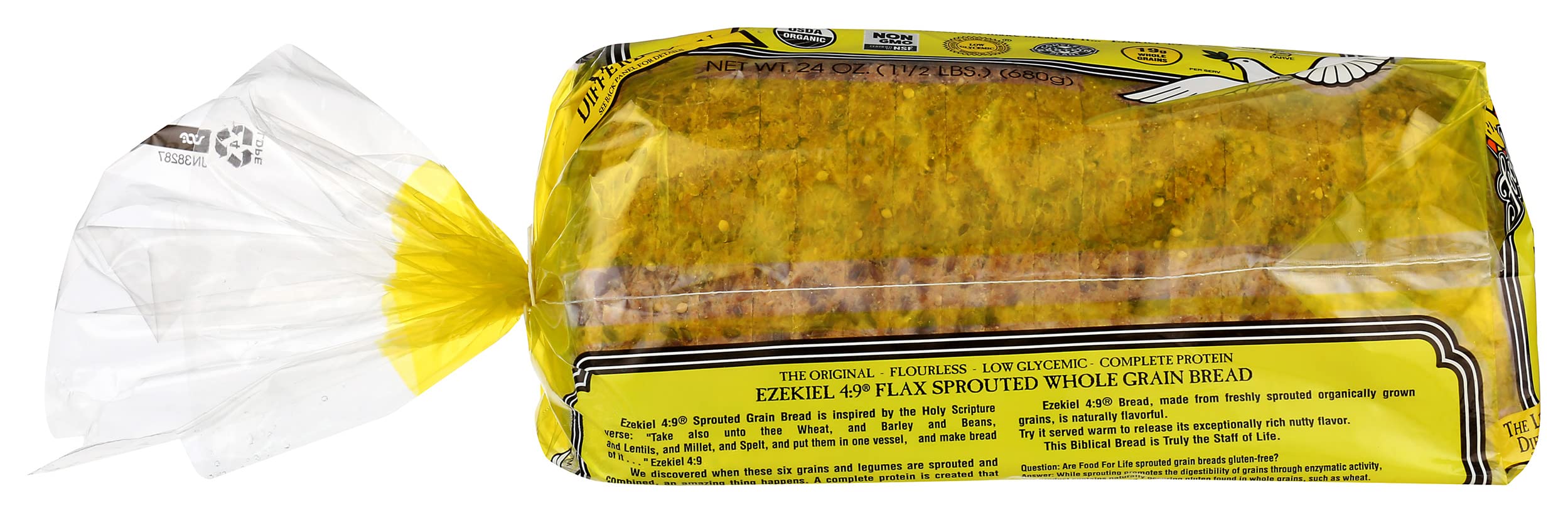 Food For Life Flourless Sprouted Grain Bread, Flax, 24 oz (Frozen)