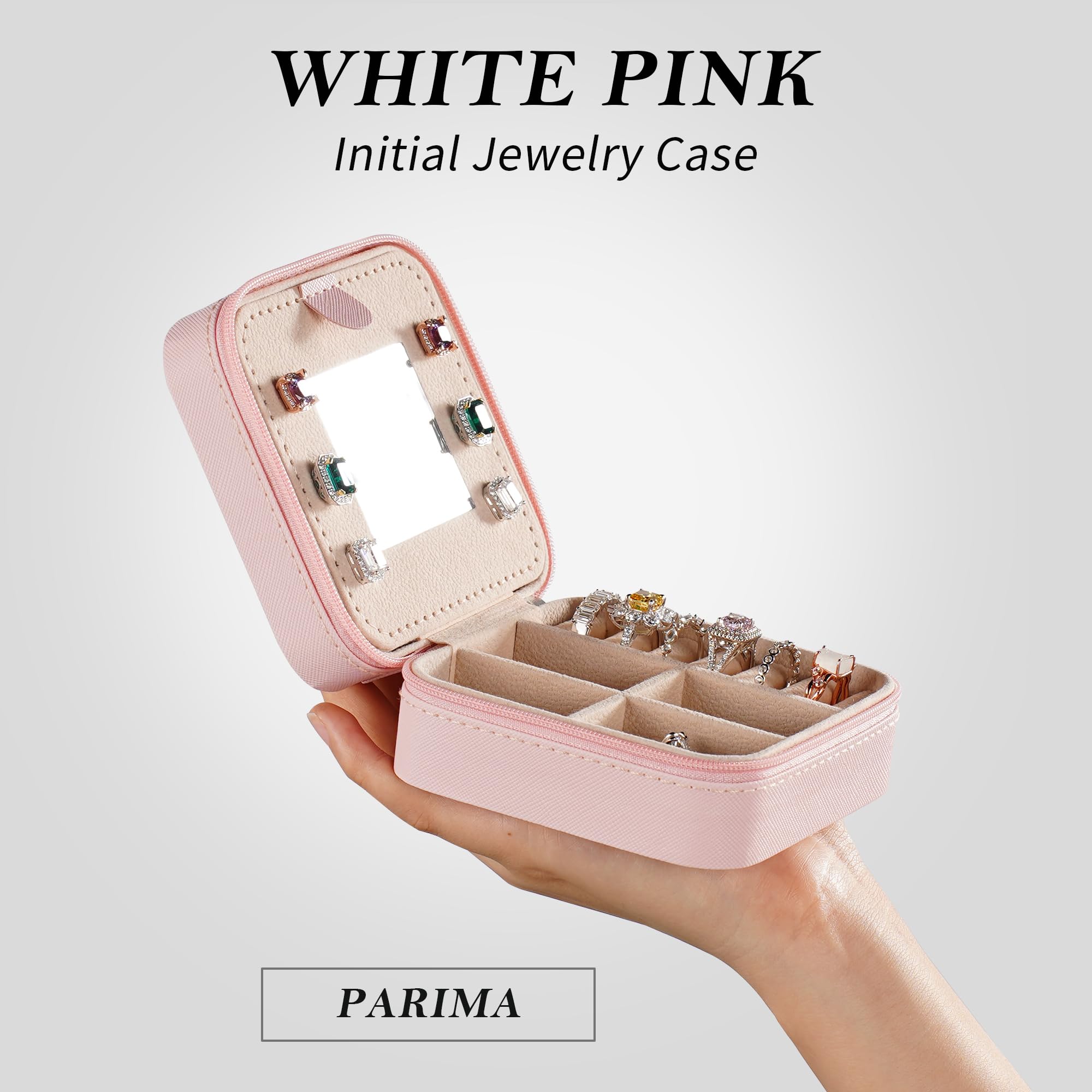 Parima Preppy Travel Jewelry Box - Personalized Trendy Letter Jewelry Organizer Box for Girls, Travel Gifts for Teen Girls Trendy Stuff | Graduation Gifts for Girls Fashion - Letter C, Pink