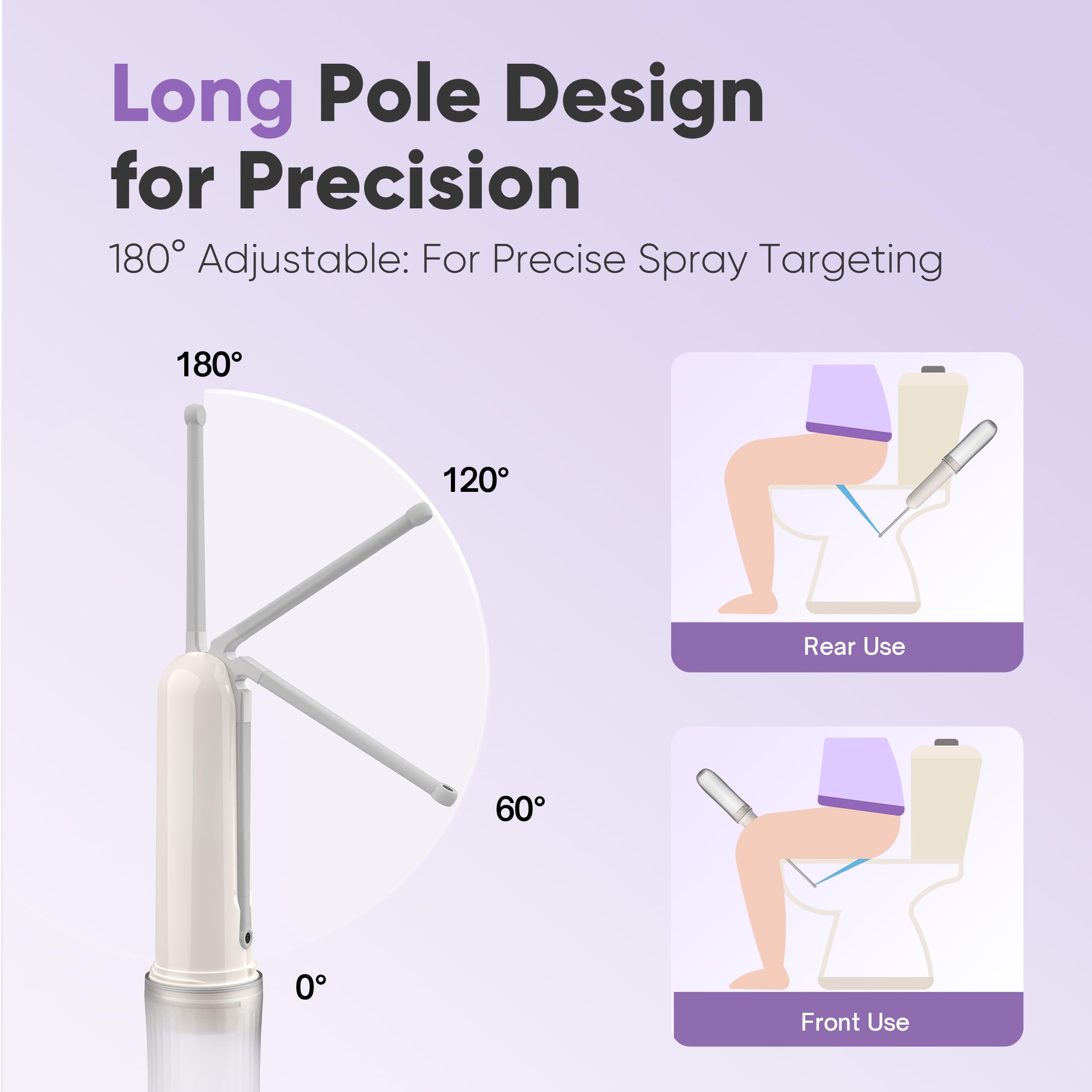 Portable Electric Bidet Sprayer - Handheld Travel Bidet with 2 Pressure Modes - Waterproof Foldable Pocket-Sized & Cordless for Bathroom Ultimate Personal Hygiene Cleaning at Home and Camping, White