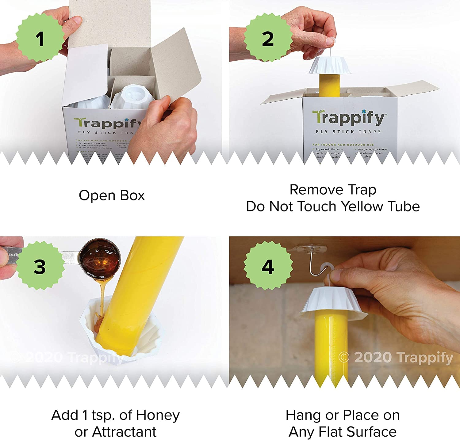 Trappify Hanging Fly Traps Outdoor: Fruit Fly Traps for Indoors | Gnat Traps for House Indoor | Fly Trap Indoor - Disposable Sticky Fly Trap for Indoor House Pest Control (2 Pack)