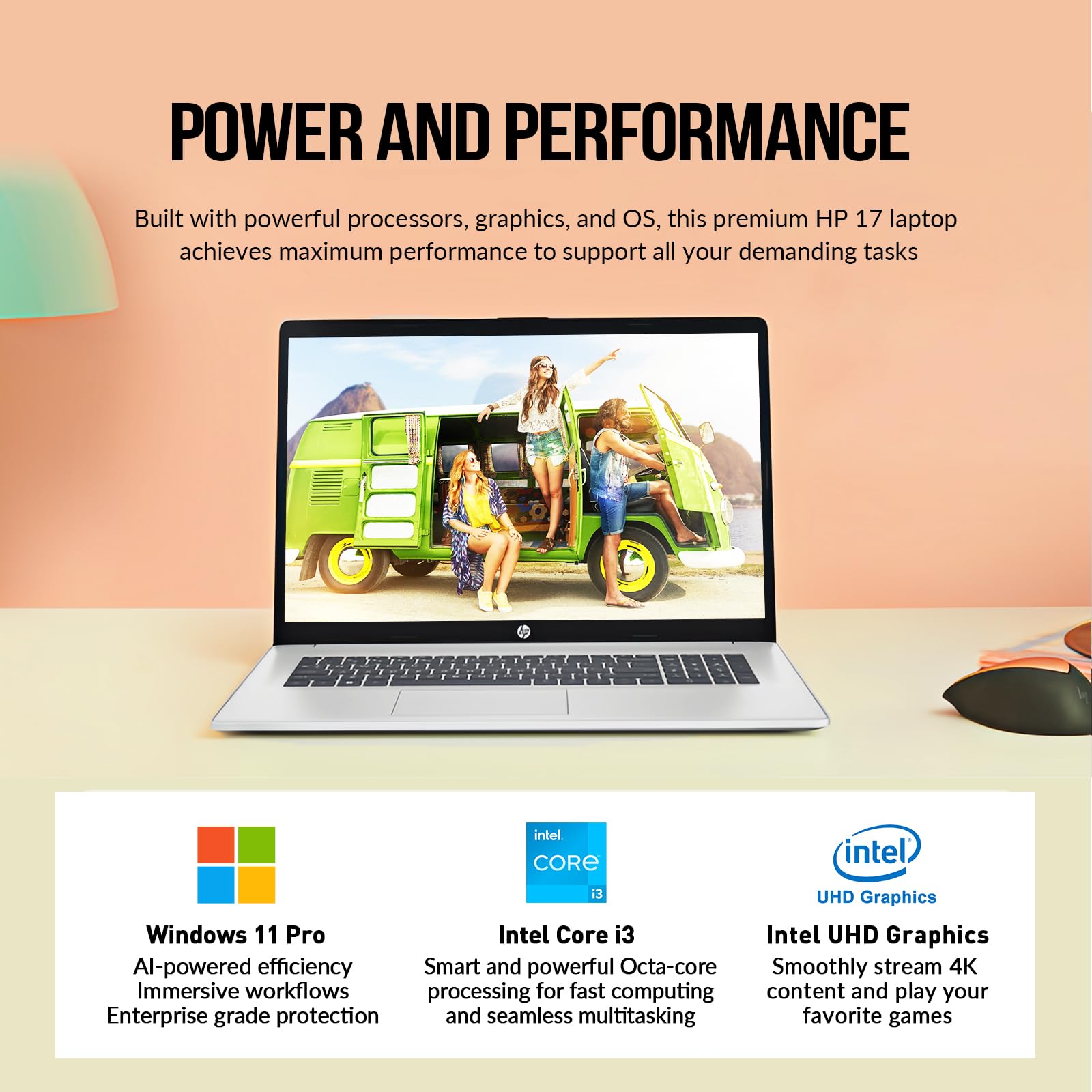 HP Laptops 17 Inch, 17.3" Laptop Computer, HD+ Large Screen, Intel Core i3 (8-Cores), 32GB RAM 1TB SSD, Windows 11 Pro, Number Pad, Wi-Fi 6, USB-C