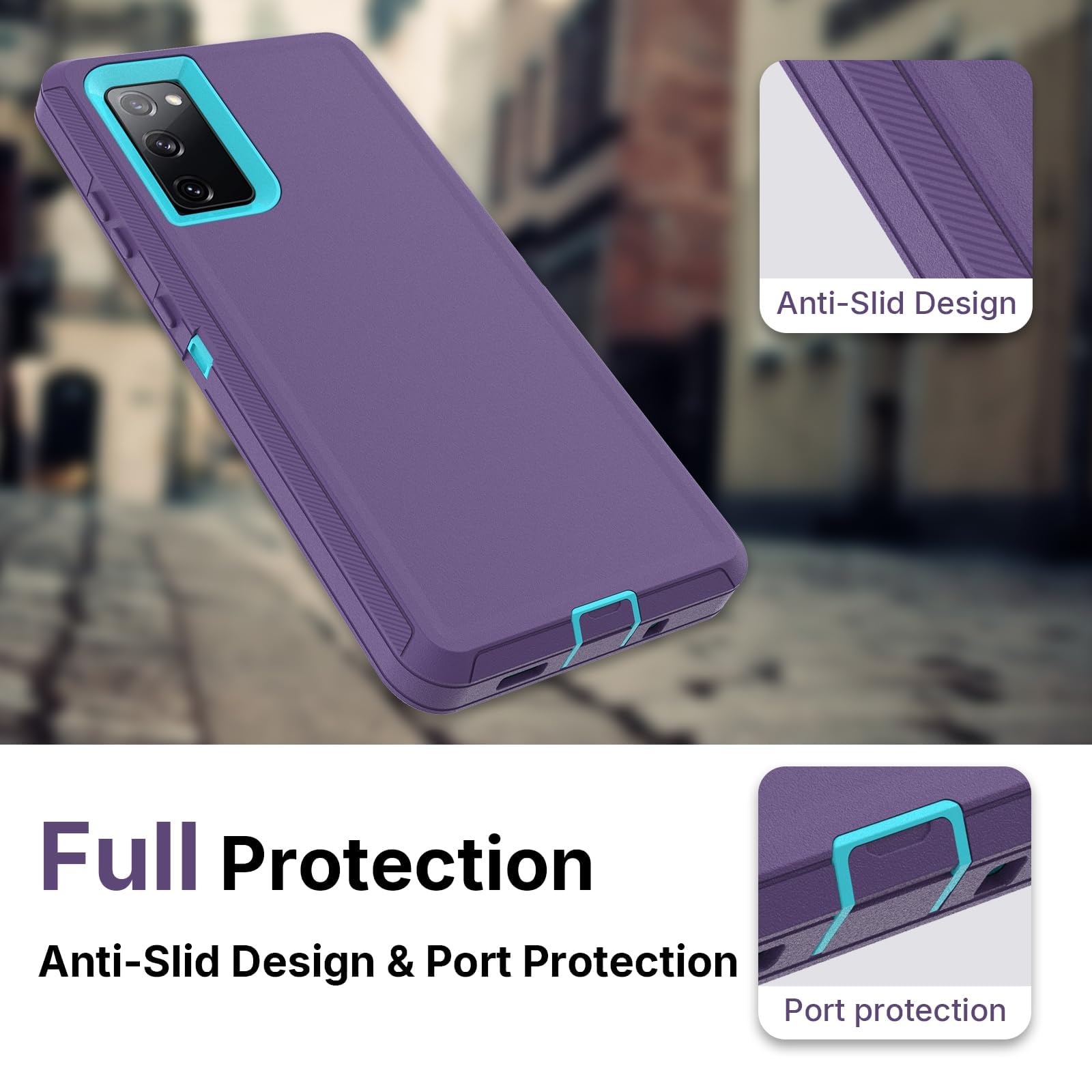 Migeko for Galaxy S20 FE 5G Case: [NOT FIT S20!!!] with 1 Pack Glass Screen Protector, Women Girls Full-Body Strong Protection Shockproof Phone Case for Samsung S20 FE, Purple
