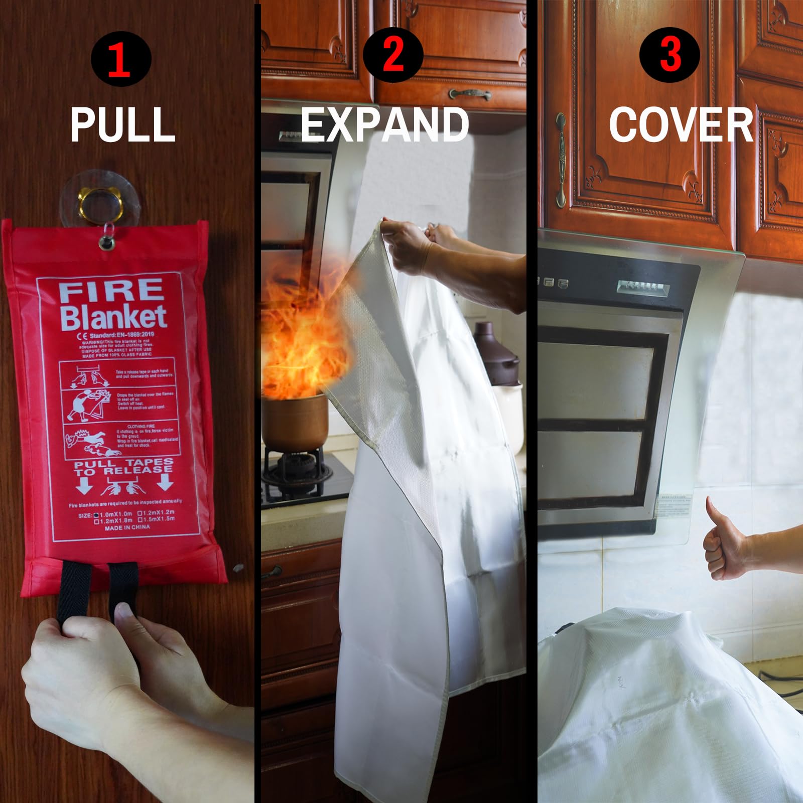 ZhurongGod Fire Blankets Emergency for Home-Fire Blanket for Home and Kitchen,Fiberglass Fire Blankets for Fireplace Camping Car BBQ. Essential Fire Blankets Emergency Gear for Home Safety (4 Pack)