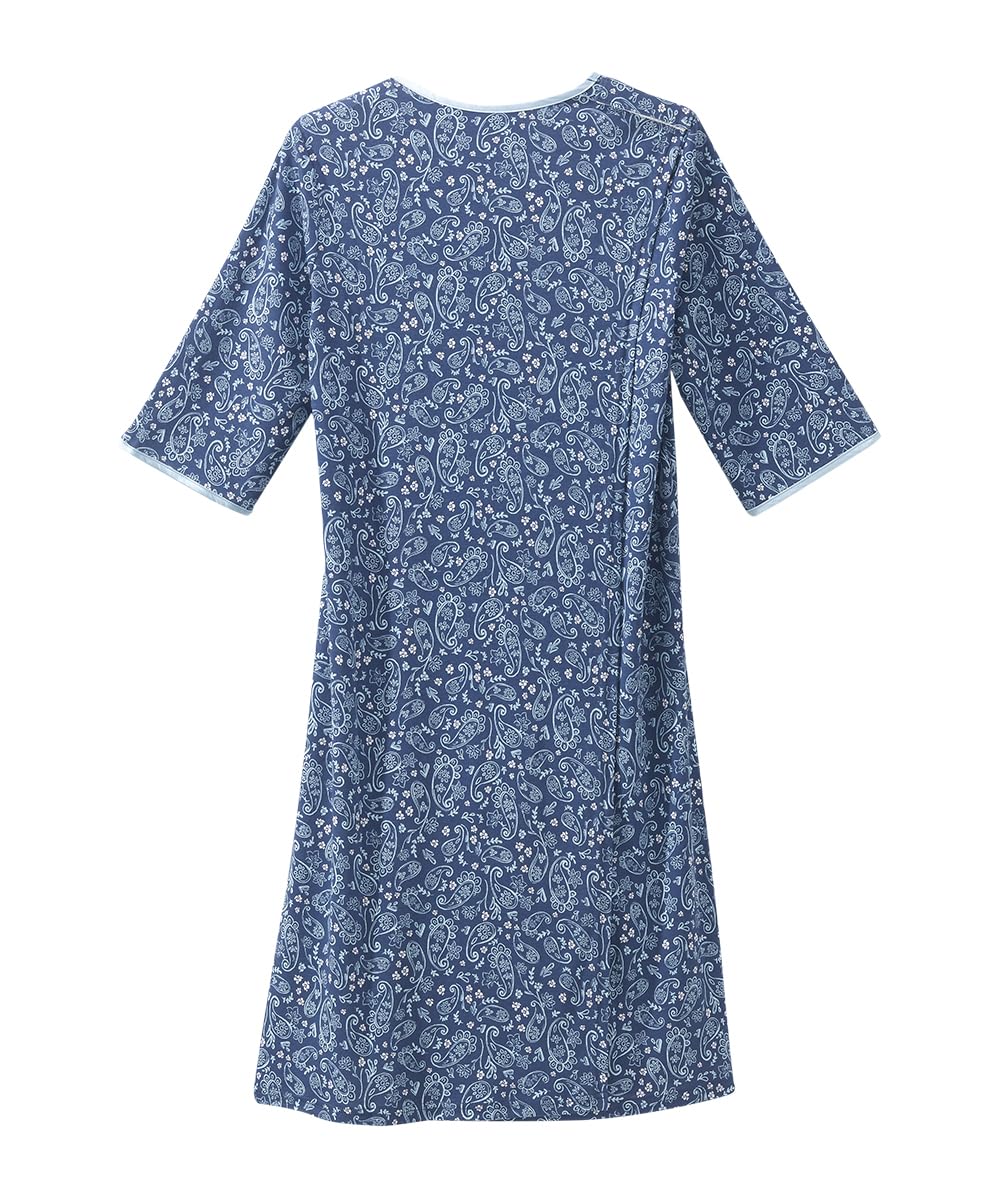 Silverts Hospital Gowns for Women Open Back, Night Gowns for Elderly Women, Adaptive Clothing for Seniors, Elderly Nightgowns, Dementia Clothing - Pretty Paisley MED