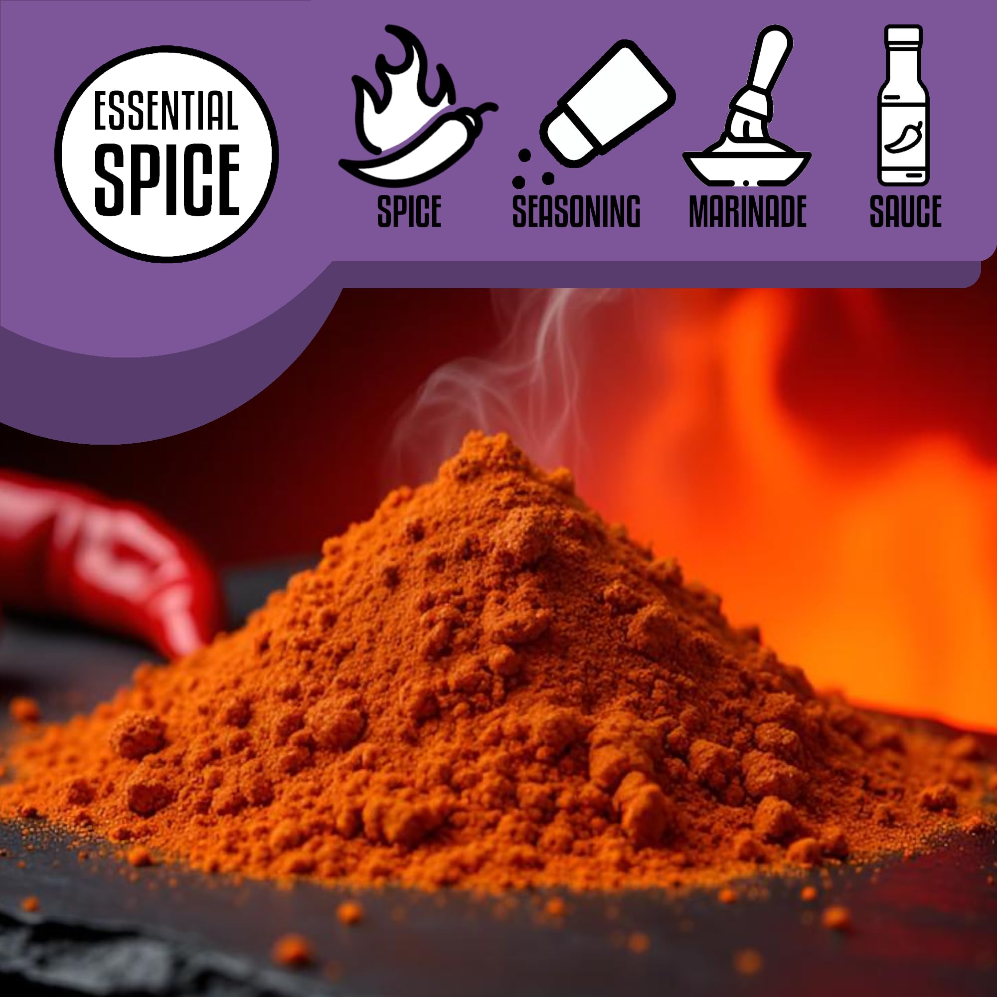 Essential Spice Carolina Reaper Chili Powder – Extremely Hot Ground Pepper with Fruity, Smoky Flavor – Made from 100% Pure Reaper Chilies – For Hot Sauce, Chili, Meat Rubs & Extreme Heat Lovers (1 Pounds)