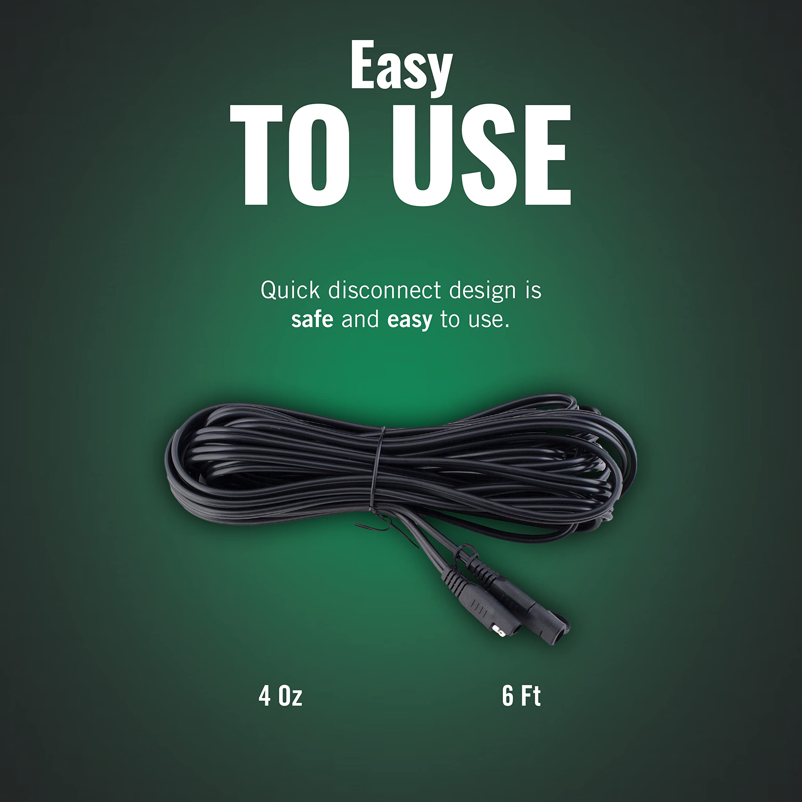 Battery Tender 6 Foot Extension SAE Cable - Designed for Use Chargers - Quick Connect Plugs for Easy Connection to Motorcycle, Cars, ATVs and More - 081-0148-6