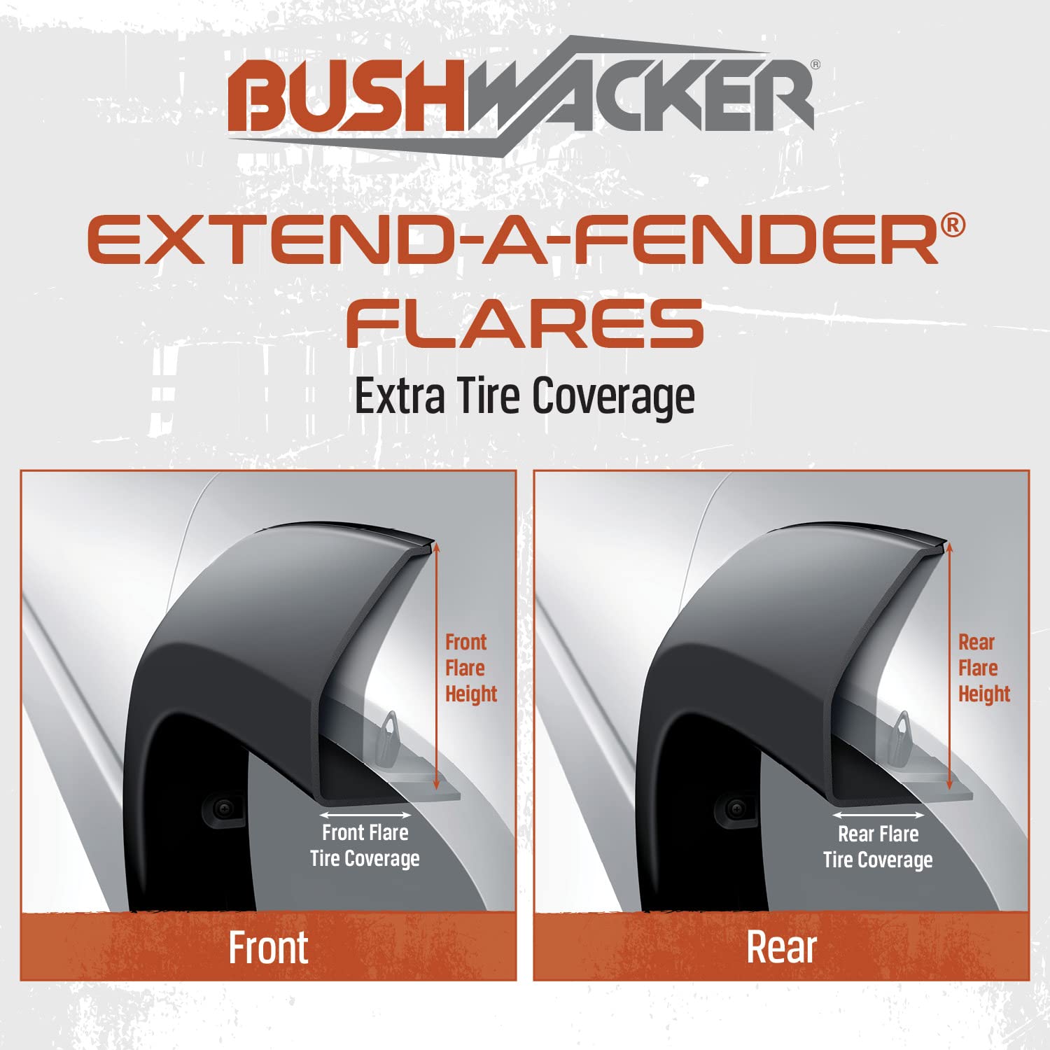 Bushwacker Extend-A-Fender Extended Front Fender Flares | 2-Piece Set, Black, Smooth Finish | 50055-02 | Fits 2019-2024 Dodge RAM 1500 (Excludes Rebel & TRX Models)