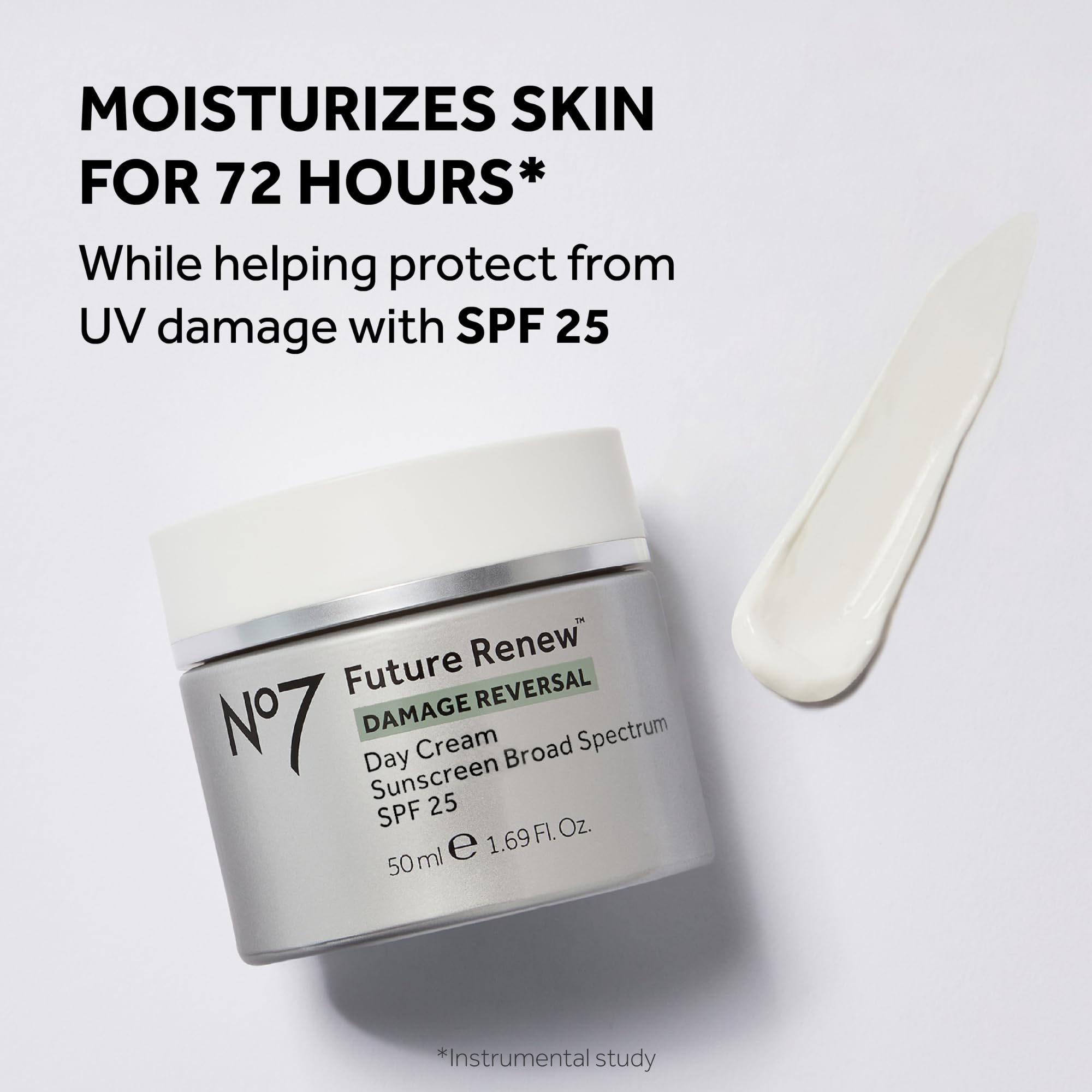 No7 Future Renew Damage Reversal Day Cream SPF 25 - Anti Aging Face Cream with SPF for Visible Sun Damage - Protects, Moisturizes & Reverses Dullness - Suitable for All Skin Types (1.69 Fl Oz)