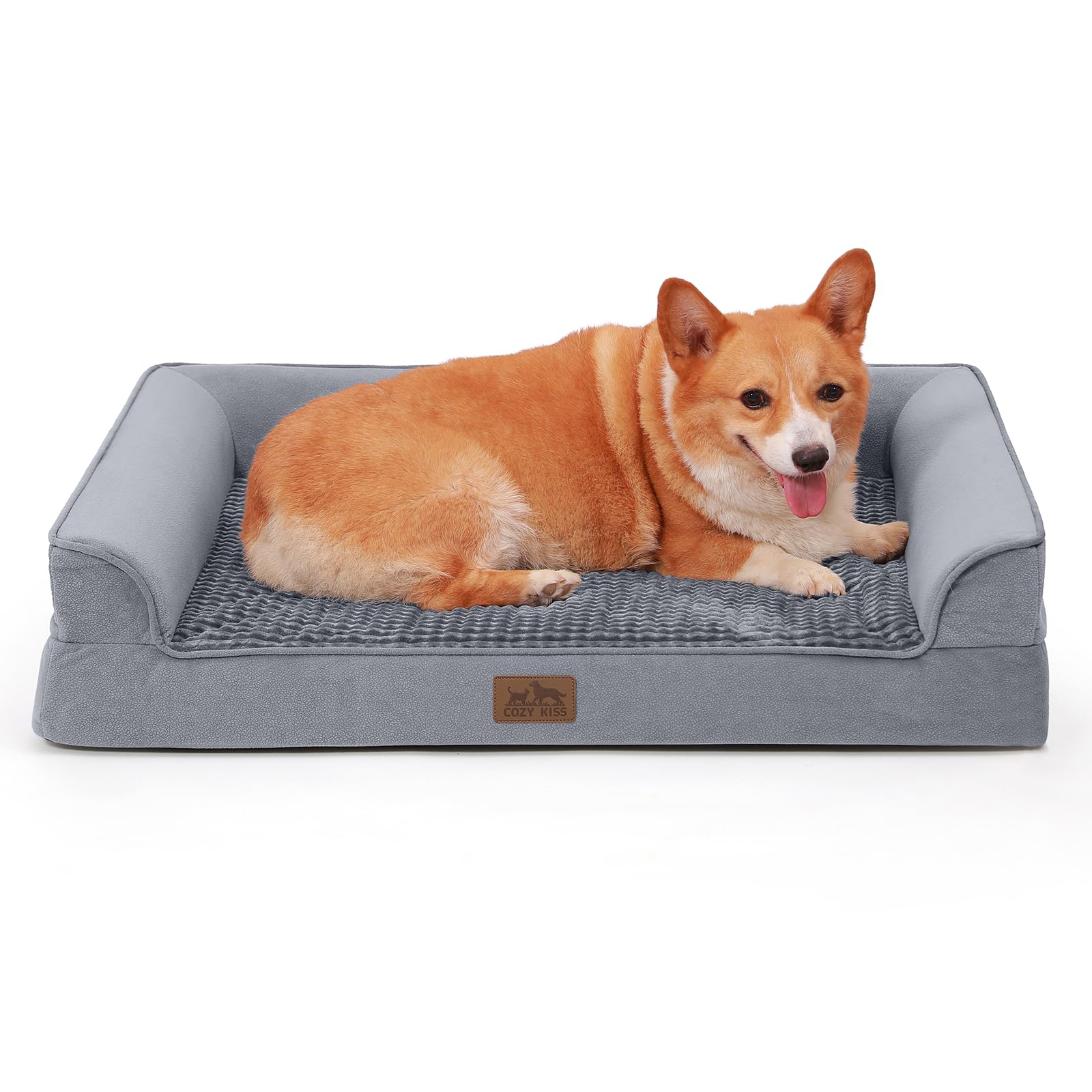 Orthopedic Dog Bed for Medium Dogs,Waterproof Dog Sofa Beds Medium, Supportive Foam Pet Couch Bed with Removable Washable Cover,Waterproof Lining and Nonskid Bottom,Grey(M,36" L x 27" W x 7.5" Th)