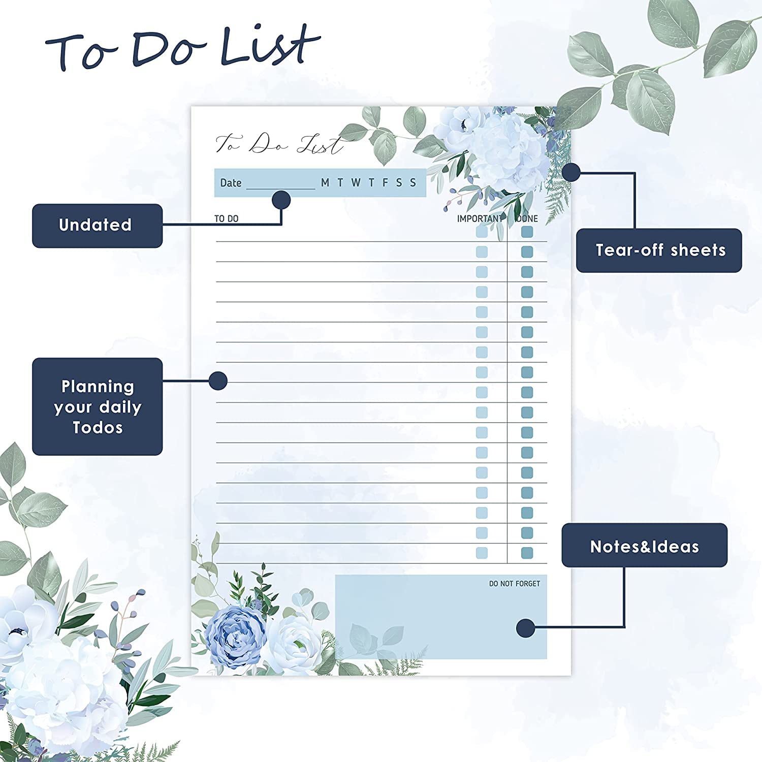 To Do List Notepad, 150 Sheets A5 To Do List Planner Notes, Suitable for Work Planners, Daily To-Do List Planners, Academic Planners, 3 Designs