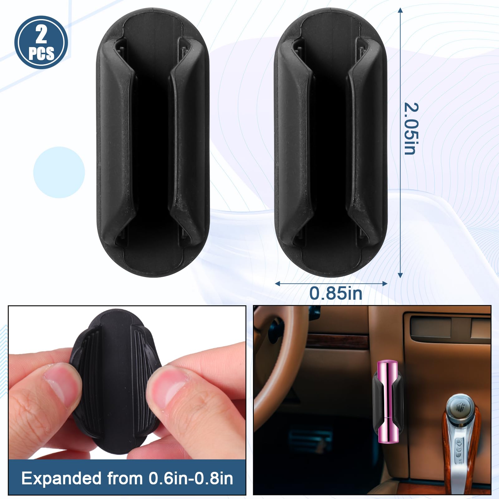 Car Lip Balm Holder, 2 Pcs Silicone Holder for Chapstick No Melt, Car Lipsticks Holder for Women Car Accessories Interior