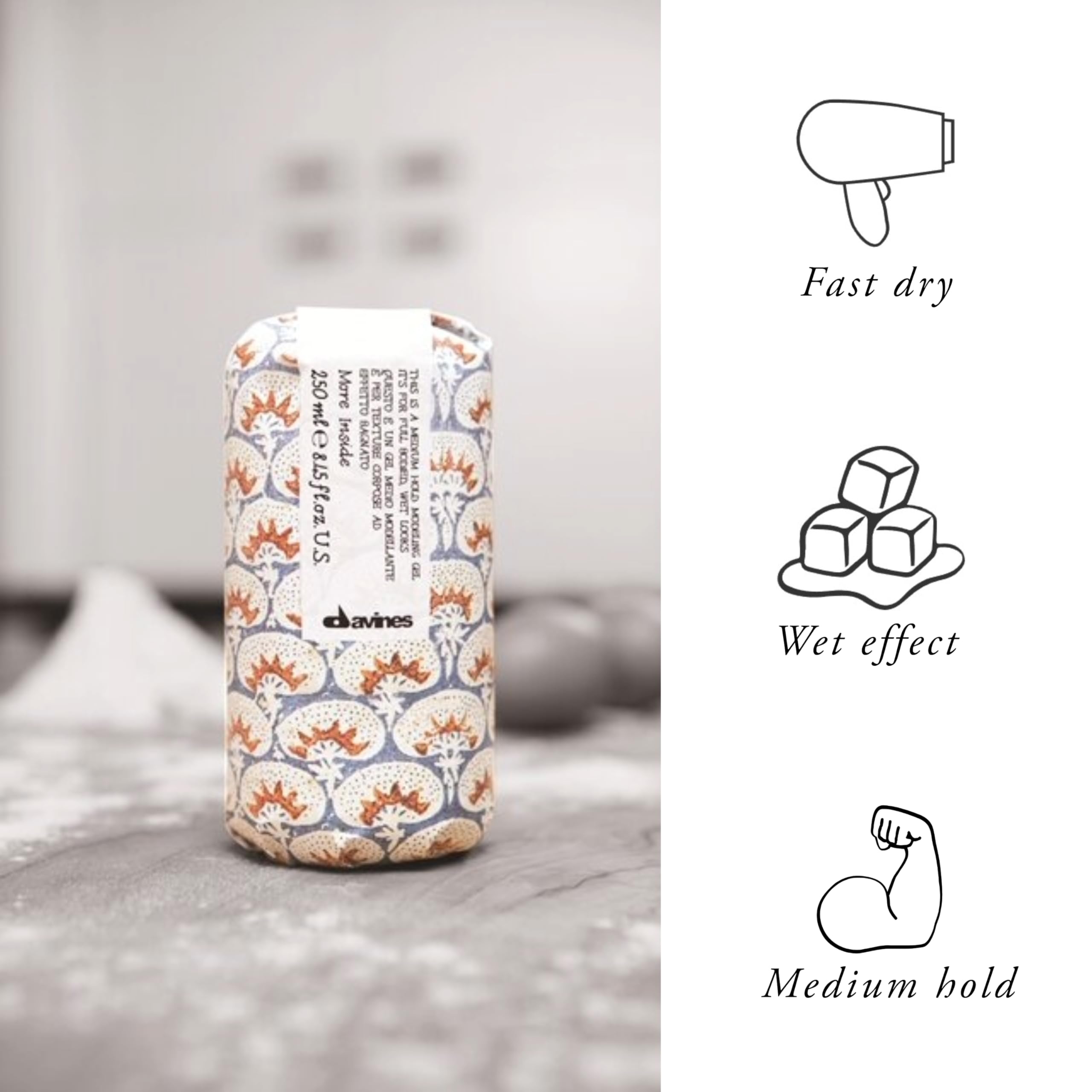 Davines This Is A Medium Hold Modeling Gel, For Structured And Full-Bodied Wet Looks, Protects Against Humidity, 8.45 fl. oz.