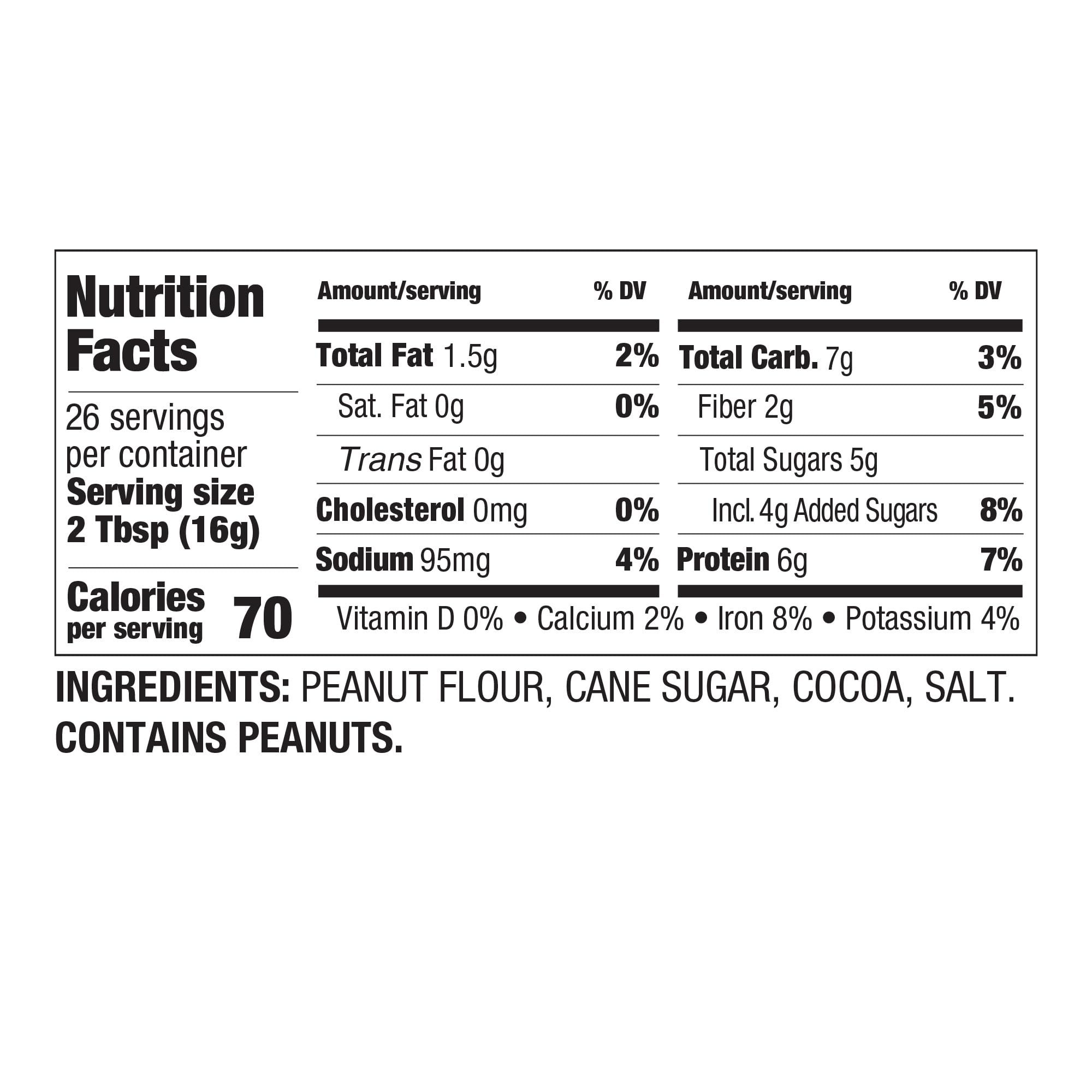 PBfit All-Natural Chocolate Peanut Butter Powder, Extra Chocolatey Powdered Peanut Spread from Real Roasted Pressed Peanuts and Cocoa, 6g of Protein 7% DV (15 ounces)