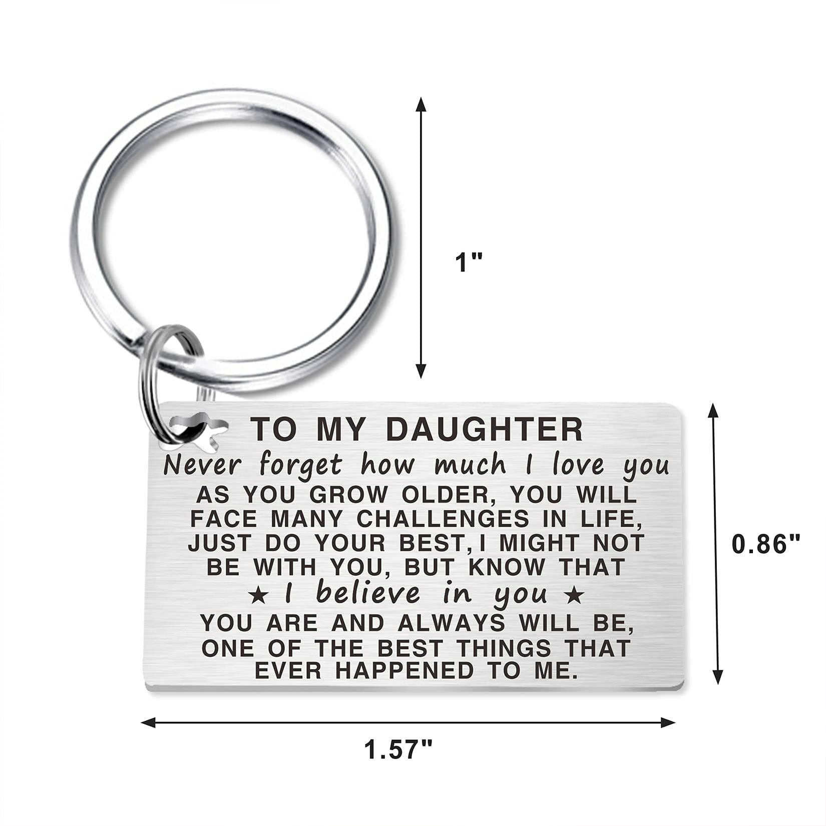 TANWIH Gifts for Daughter- Daughter Engraved Keychain from Mom Dad - Daughter Birthday Christmas Graduation Gifts from Parents