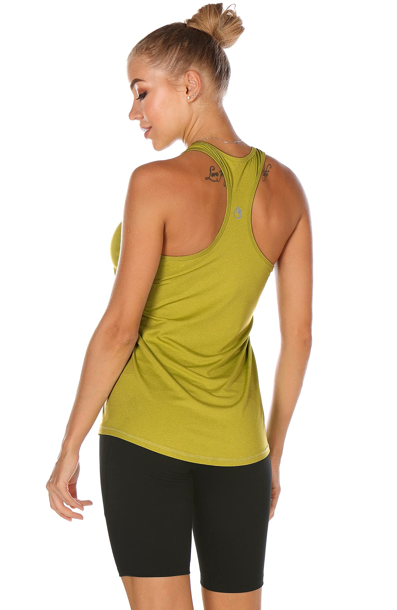 icyzone Workout Tank Tops for Women - Racerback Athletic Yoga Tops, Running Exercise Gym Shirts(Pack of 3) (XL, Mustard/Lilac Snow/Teal)