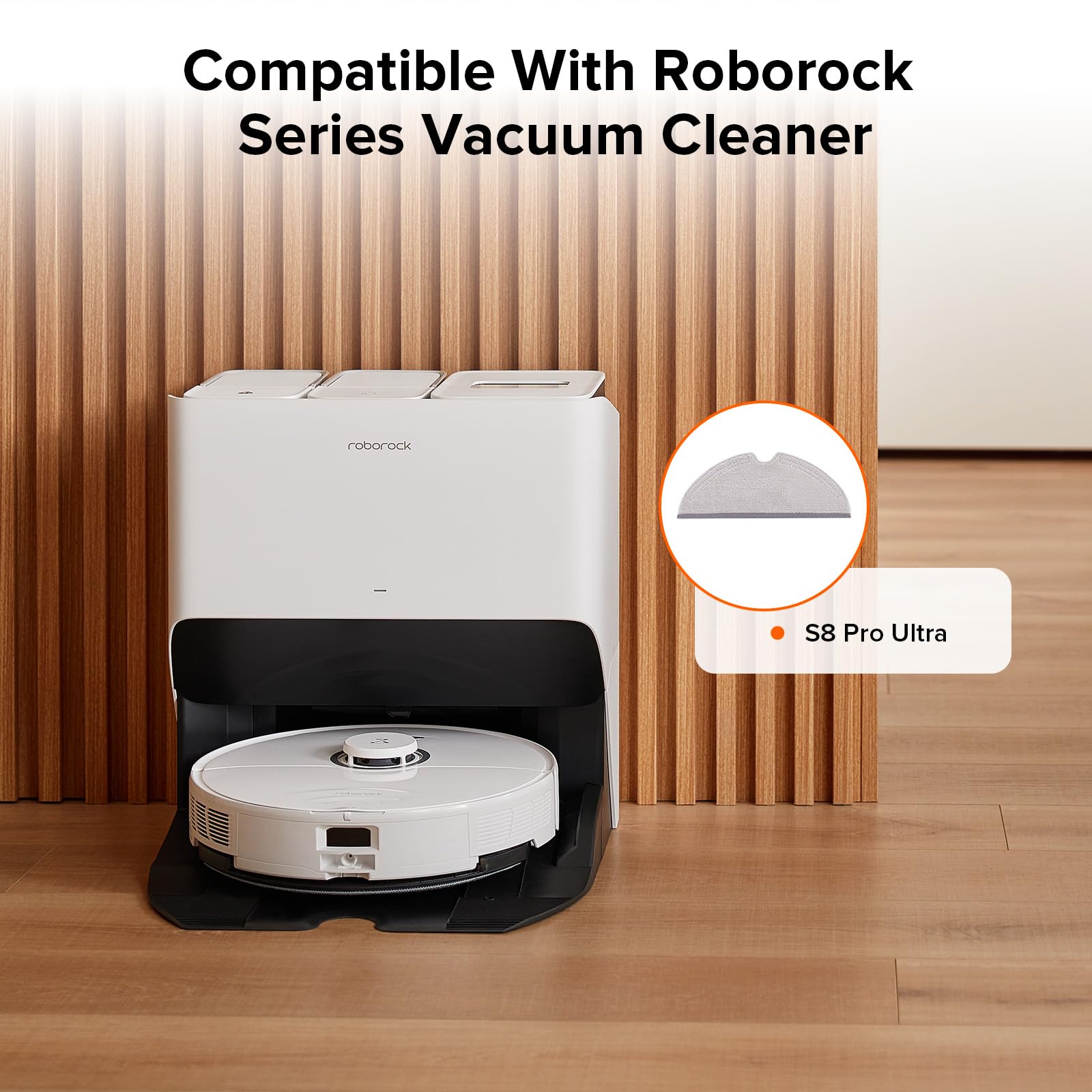 roborock 2 Pack Microfiber Mop Cloths for S8 Pro Ultra Robot Vacuum Cleaner, with Dual Sonic Vibrations Modules, Mop Pad Replacement Accessories