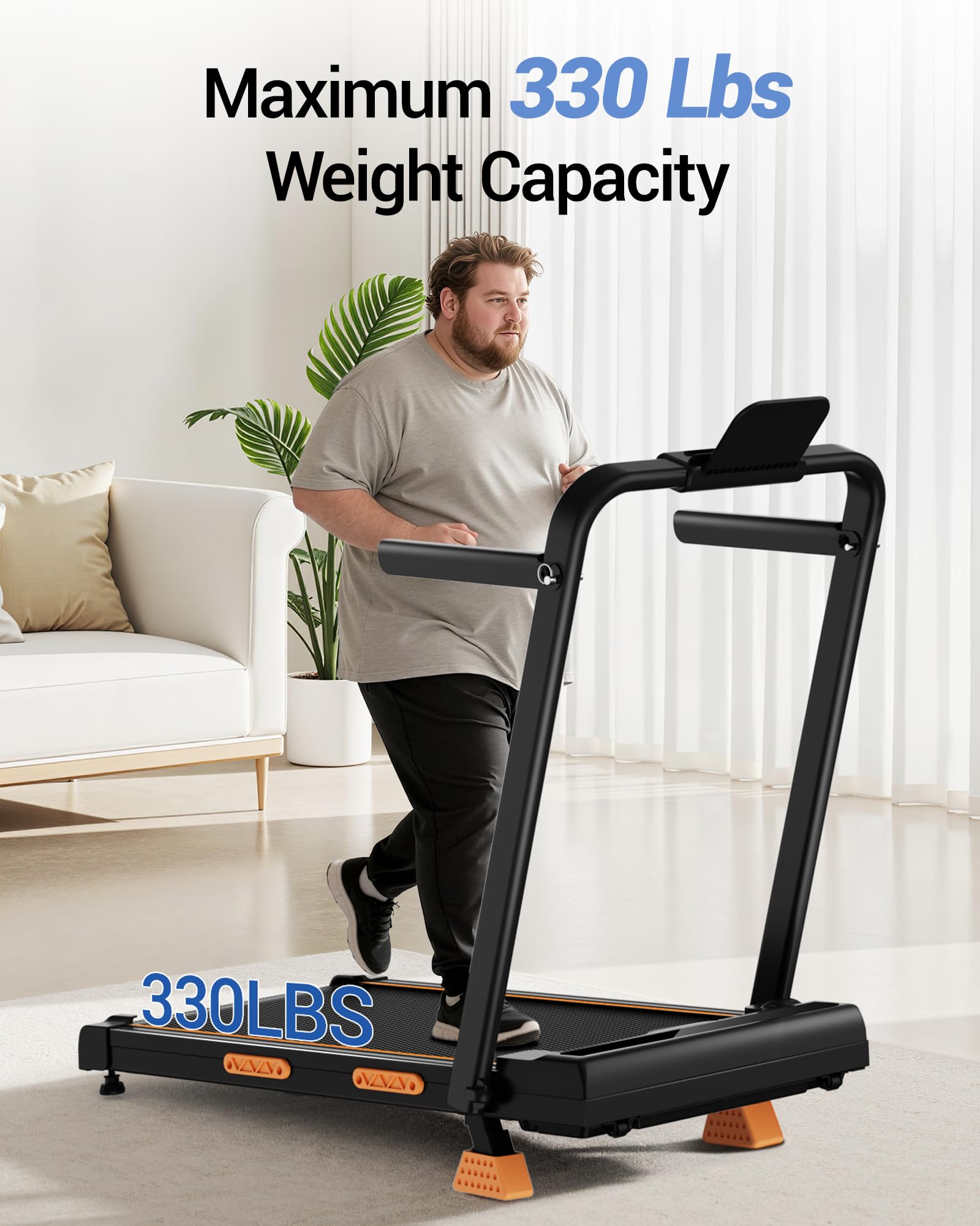 3-in-1 Portable Under Desk Treadmill, 17% Incline Walking Pad Treadmills for Home and Office, Folding Treadmill with 2.5 HP Quiet Brushless, 300 LBS Capacity