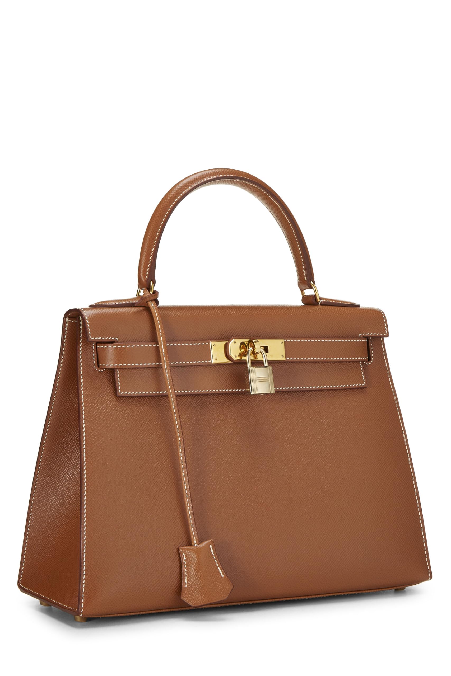 Hermès, Pre-Loved Gold Courchevel Kelly Sellier 28, Hermes Gold