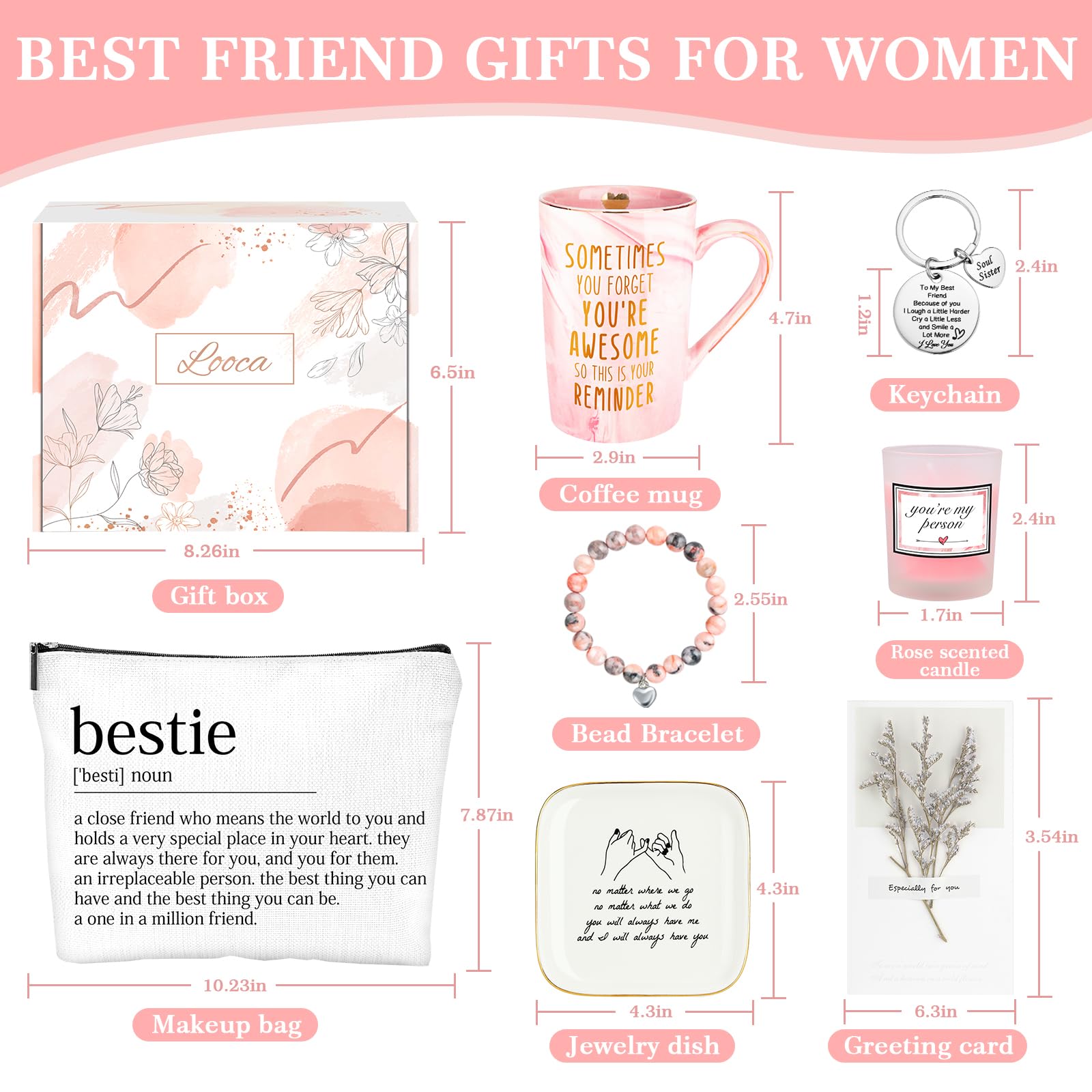 Best Friend Birthday Gifts for Women Friendship Gifts for Women Friends Unique Bestfriend Birthday Gift for Woman Bestfriend gift Ideas for Bestie BFF Soul Sister - Mug, Keychain, Candle, Bracelet
