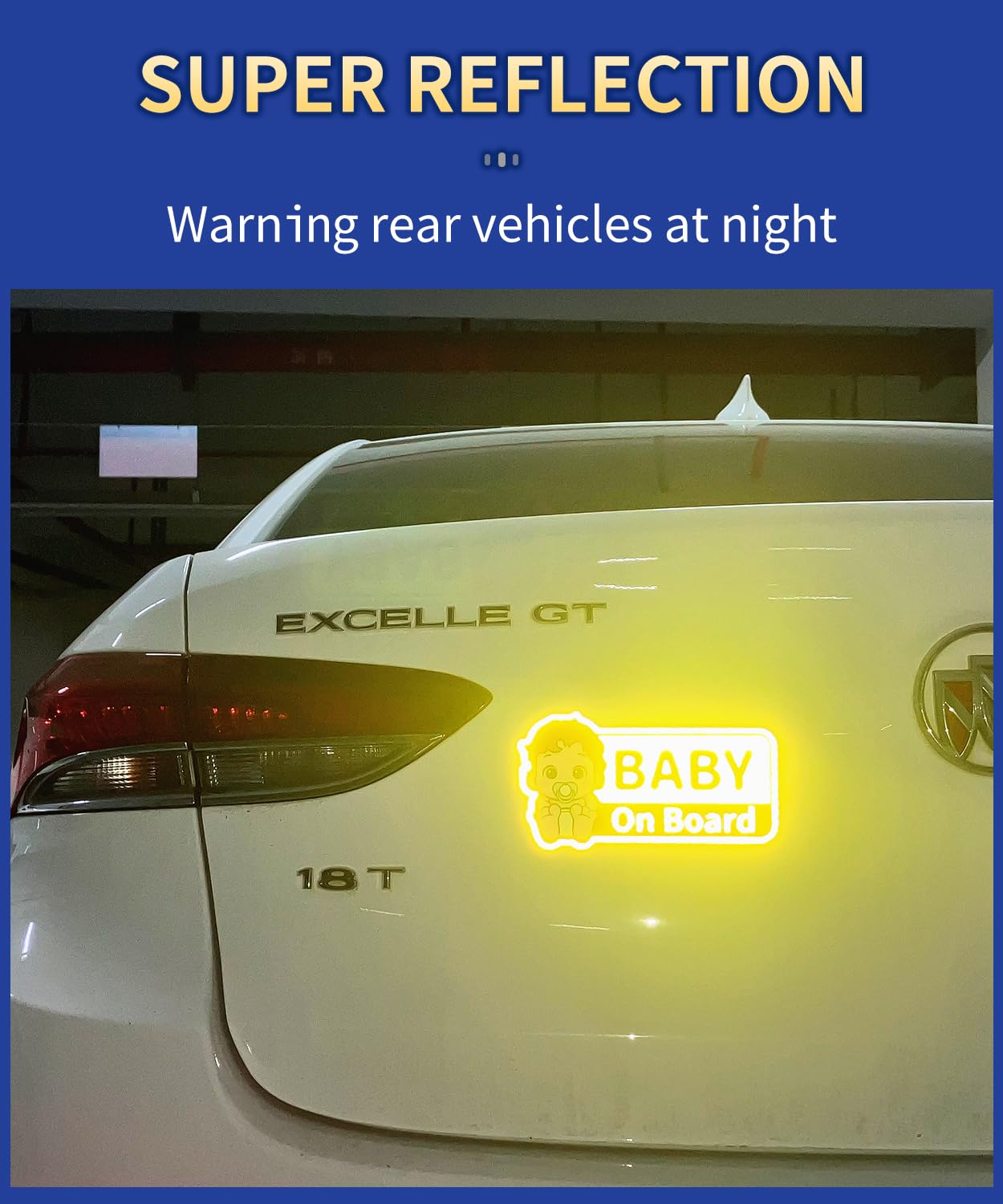 PHIXBEAR Baby On Board Reflective Sticker, Made of 3M DG3, Baby On Board Signs for car, Safety Signs Diamond Strength, Yellow 7.1" x 3.8"