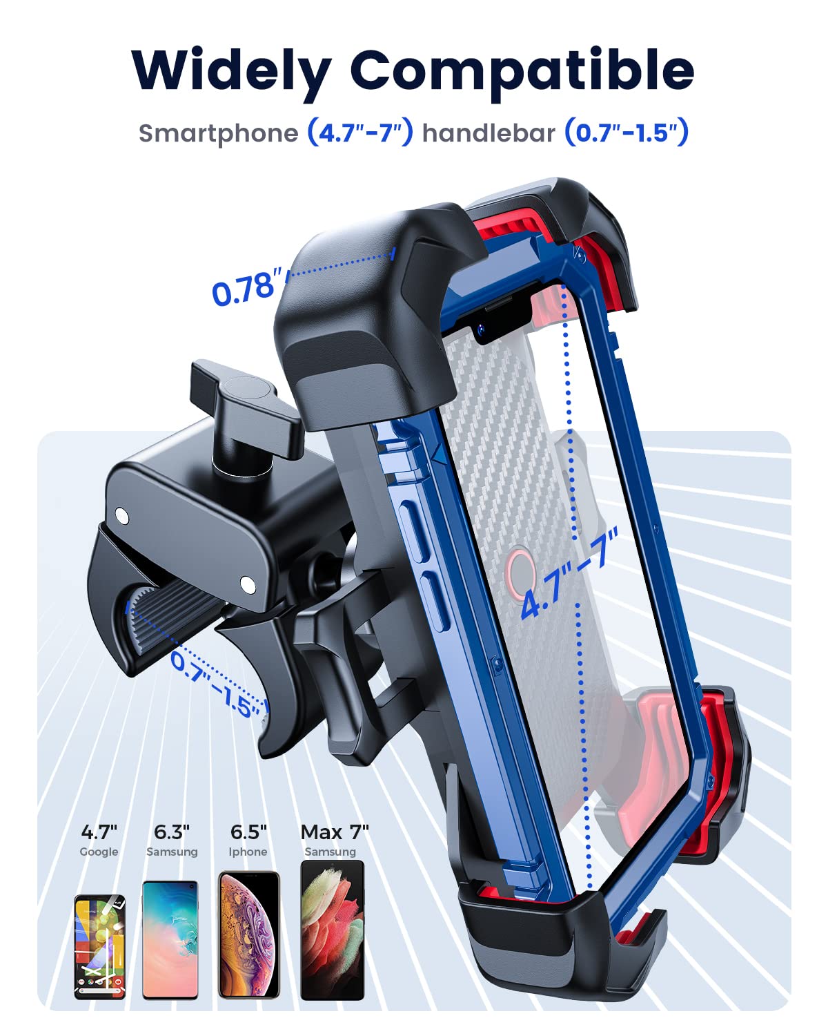 JOYROOM Motorcycle Phone Mount, [1s Auto Lock][100mph Military Anti-Shake] Bike Phone Holder for Bicycle, [10s Quick Install] Handlebar Phone Mount, Compatible with iPhone, Samsung, All Cell Phone