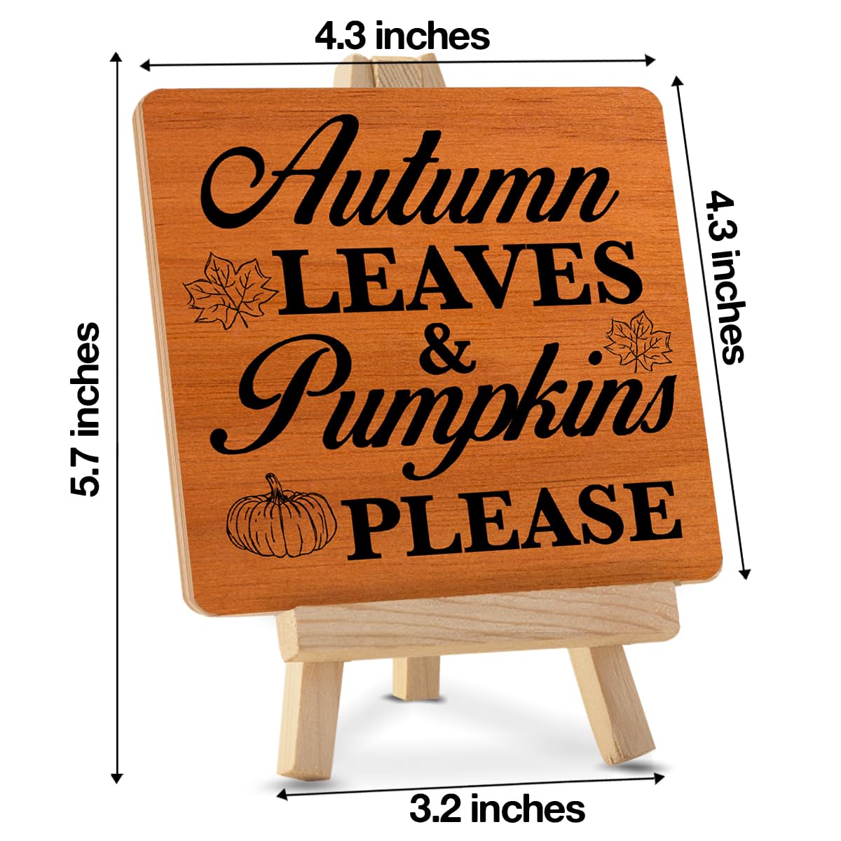 Fall Decor Autumn Leaves and Pumpkins Please Wood Sign with Easel Autumn Decorations for Home Desk Table Shelf, Fall Tiered Tray Decor