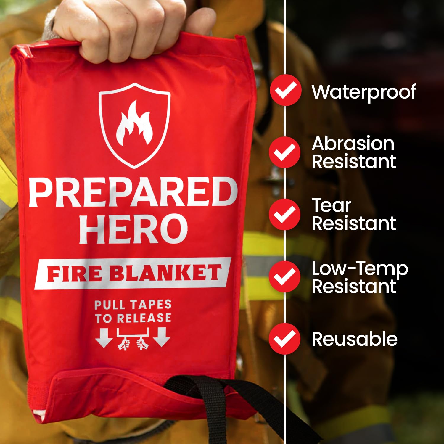 Prepared Hero Extra Large Emergency Fire Blanket - 4 Pack - Extra Large Fire Suppression Blanket for Kitchen, 47” x 71” XL Fire Blanket for Home, Fiberglass Fire Blanket, XL